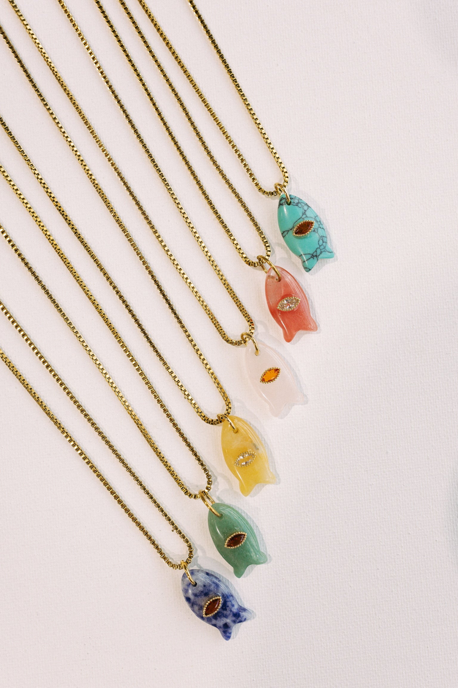 Salty Stone Fish Necklace - Blue