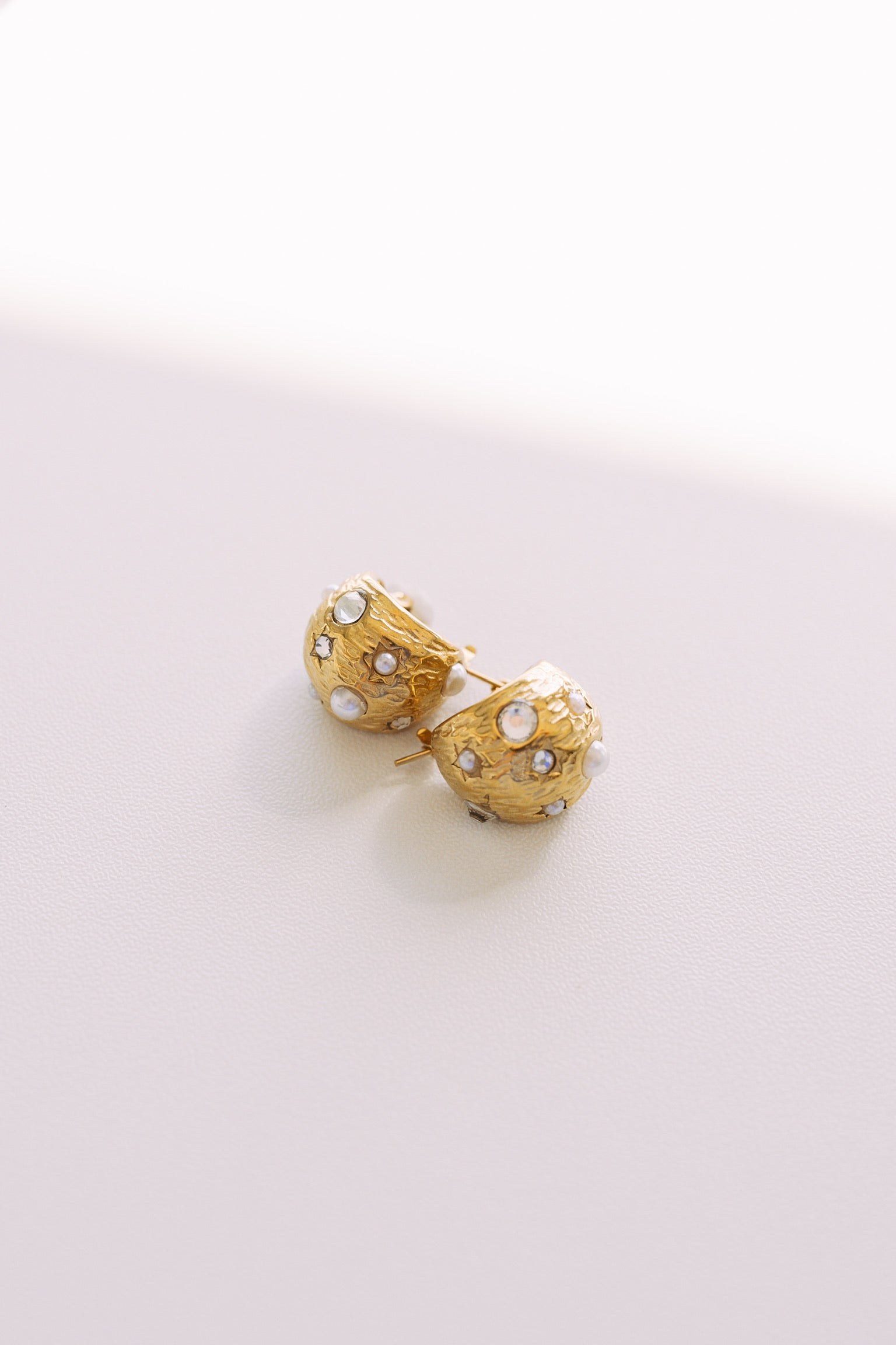 Esana Pearl Crystal Hoop Earrings