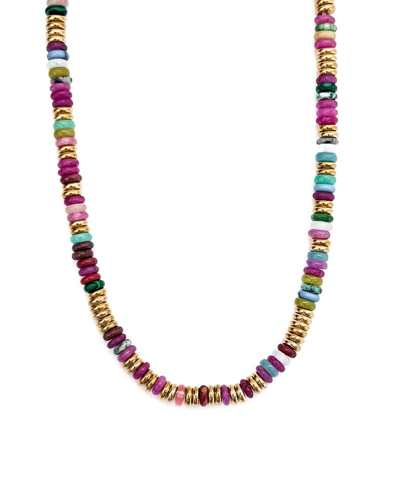 Joan Multi Color Beaded Stone Necklace || Choose Color