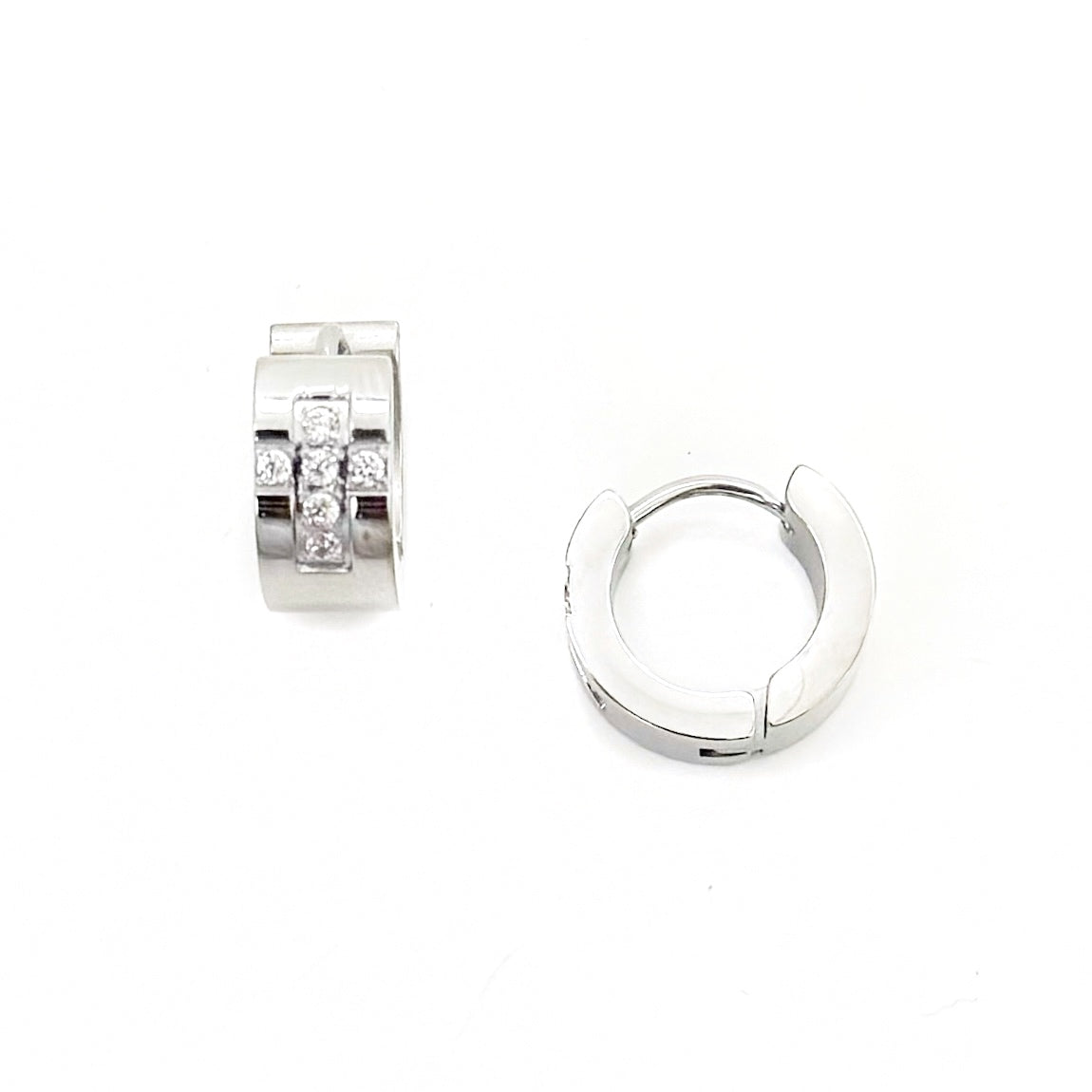 Ezri Crystal Cross Huggie Earrings || Choose Color