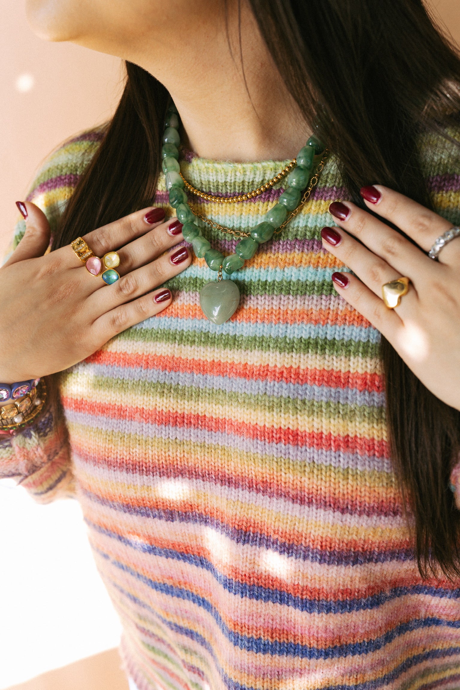 Jade Stone Heart Necklace - Green