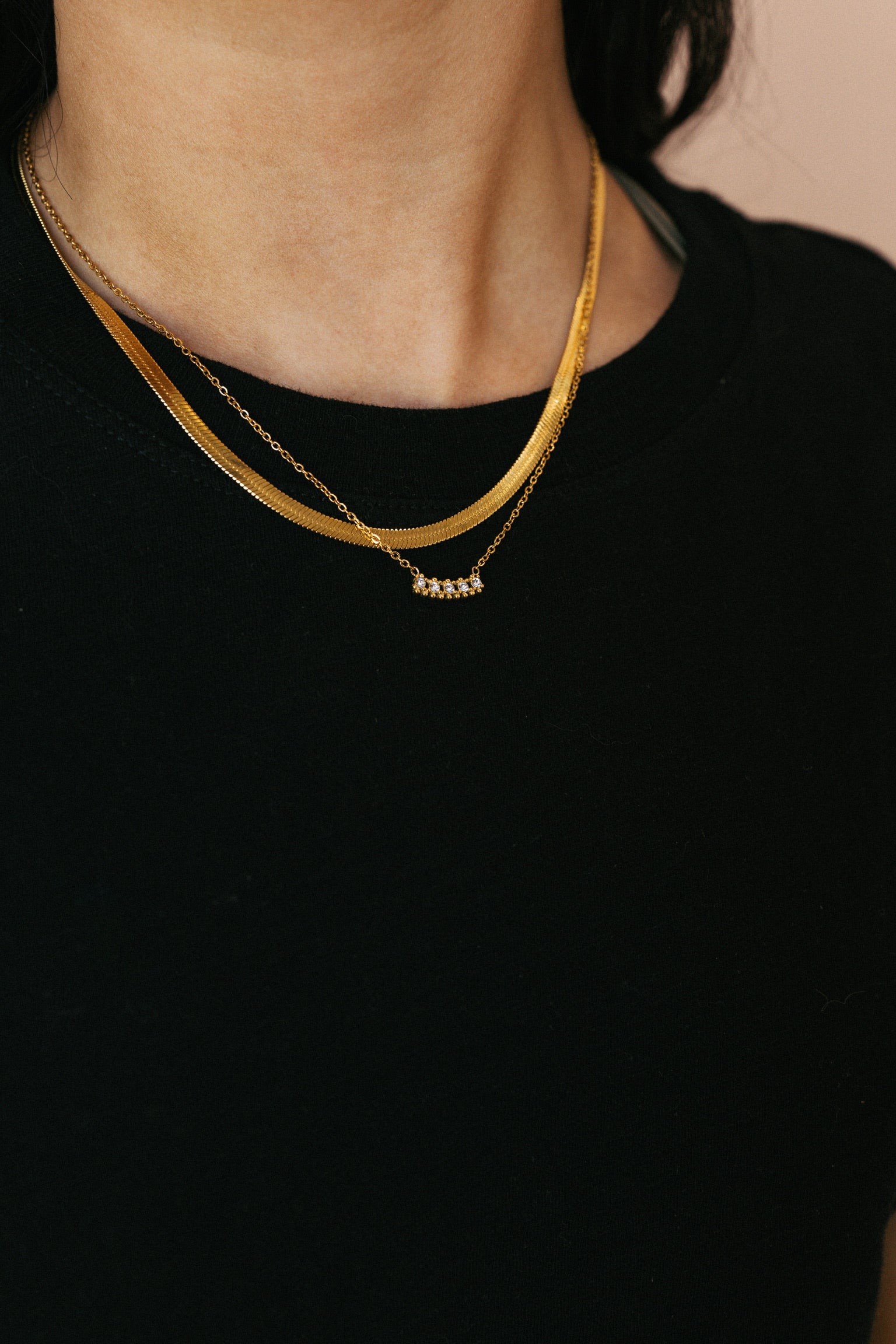 Addy Diamond Crystal Bar Necklace