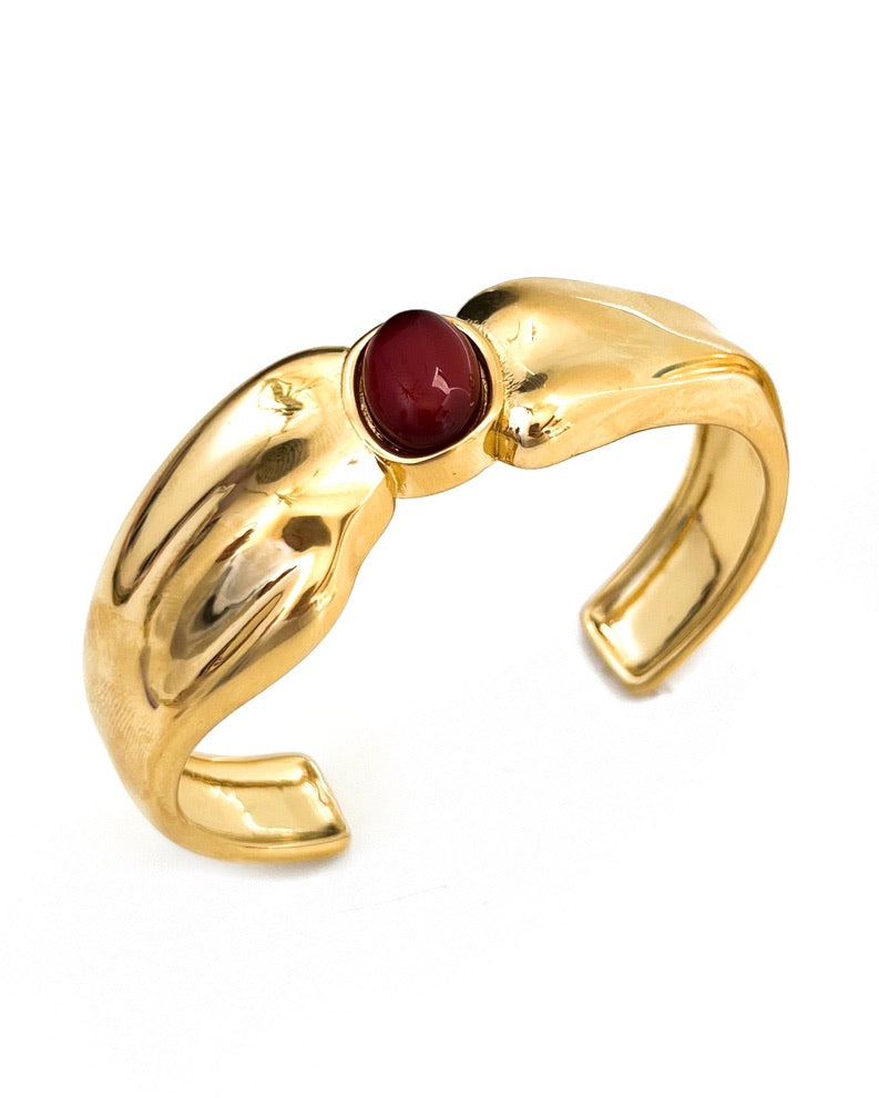 Beverly Gold Stone Cuff Bracelet || Choose Color