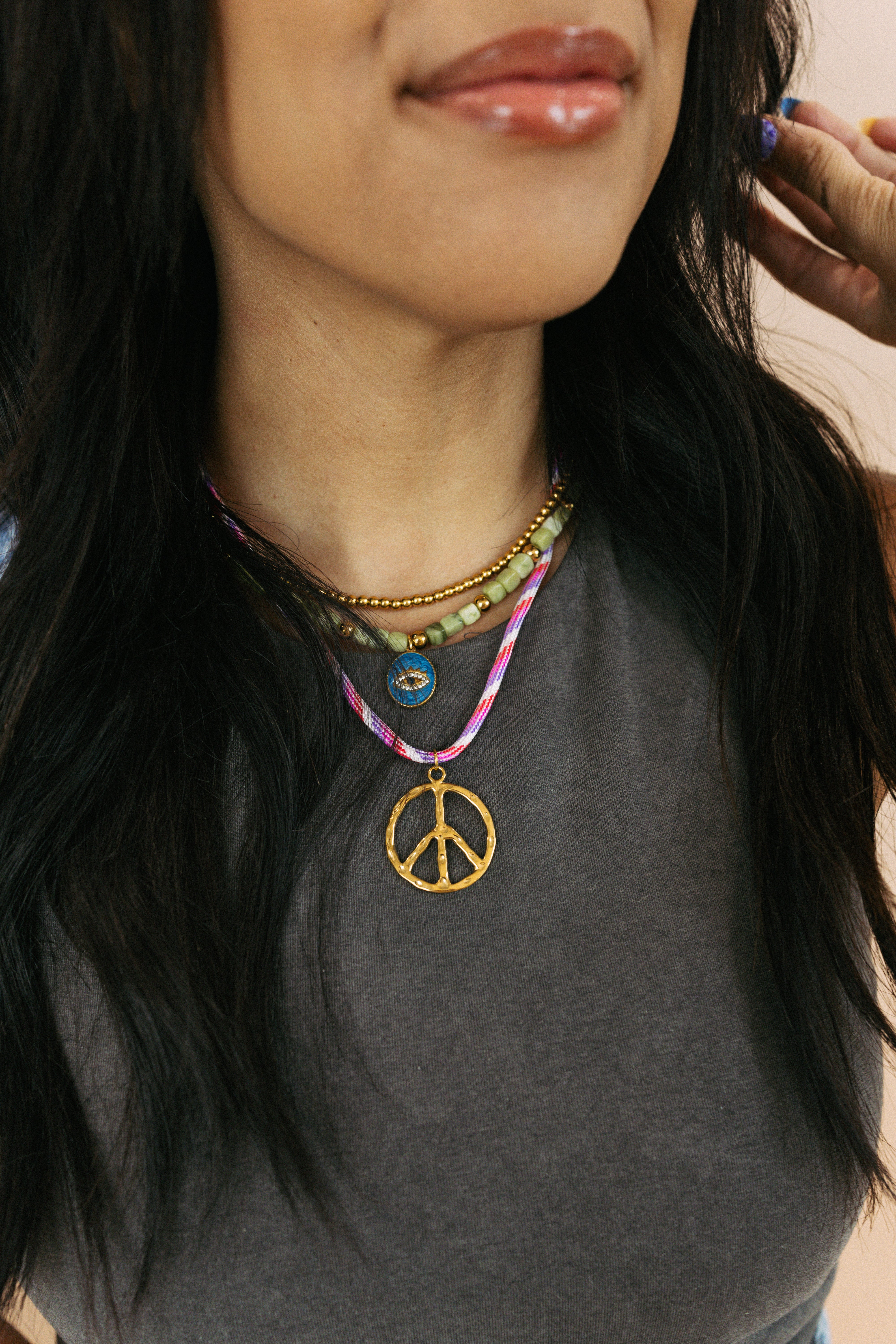 Peace Vibes Only Cord Necklace