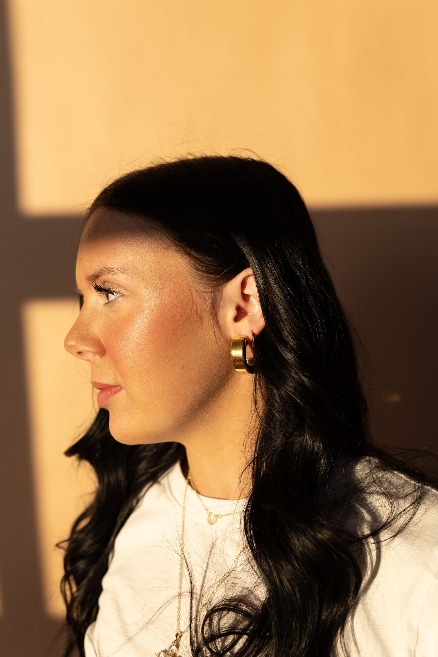 Evonne Flat Gold Hoops