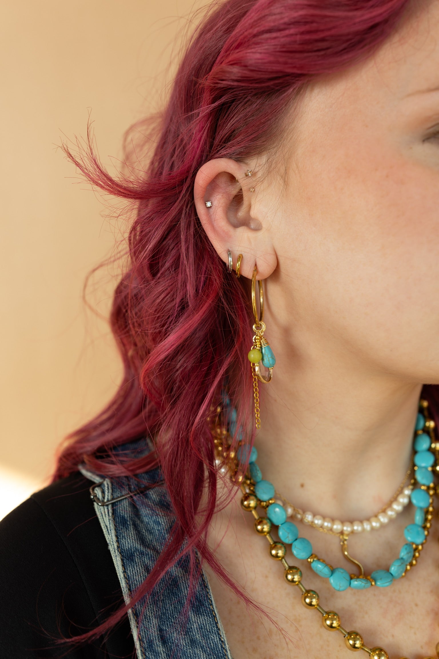 Eddy Crystal Beaded Charm Hoops