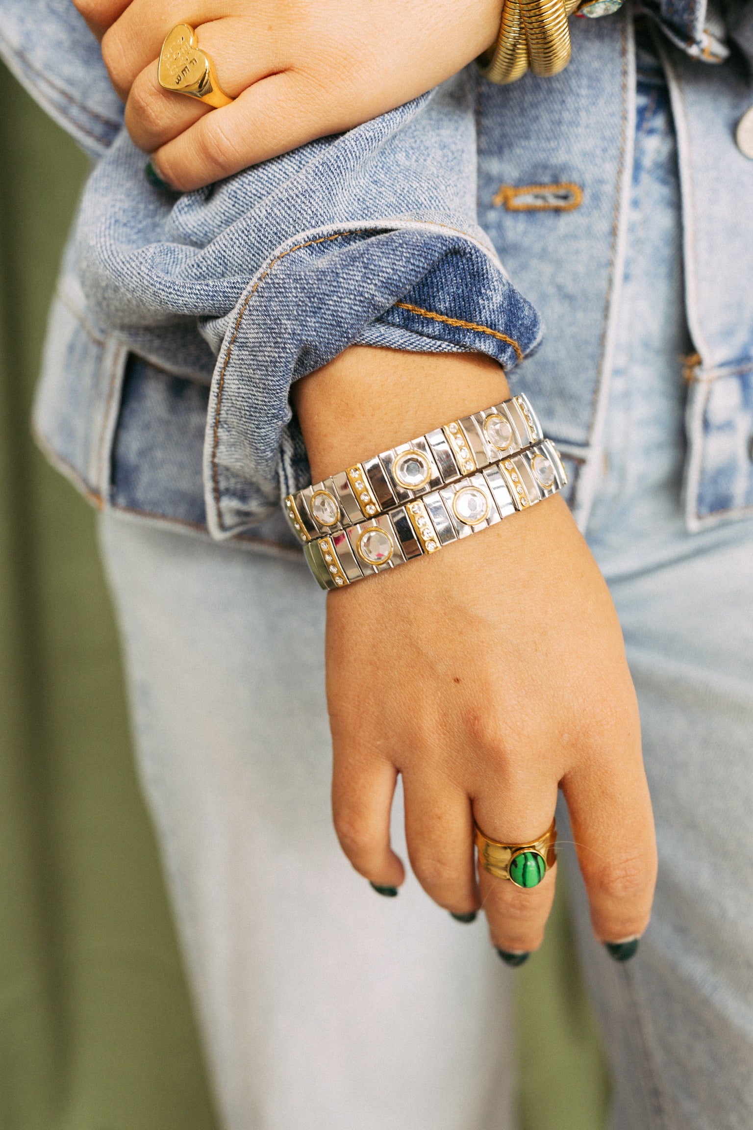 The Luxe Link Bracelet - Mixed Metal + Stone