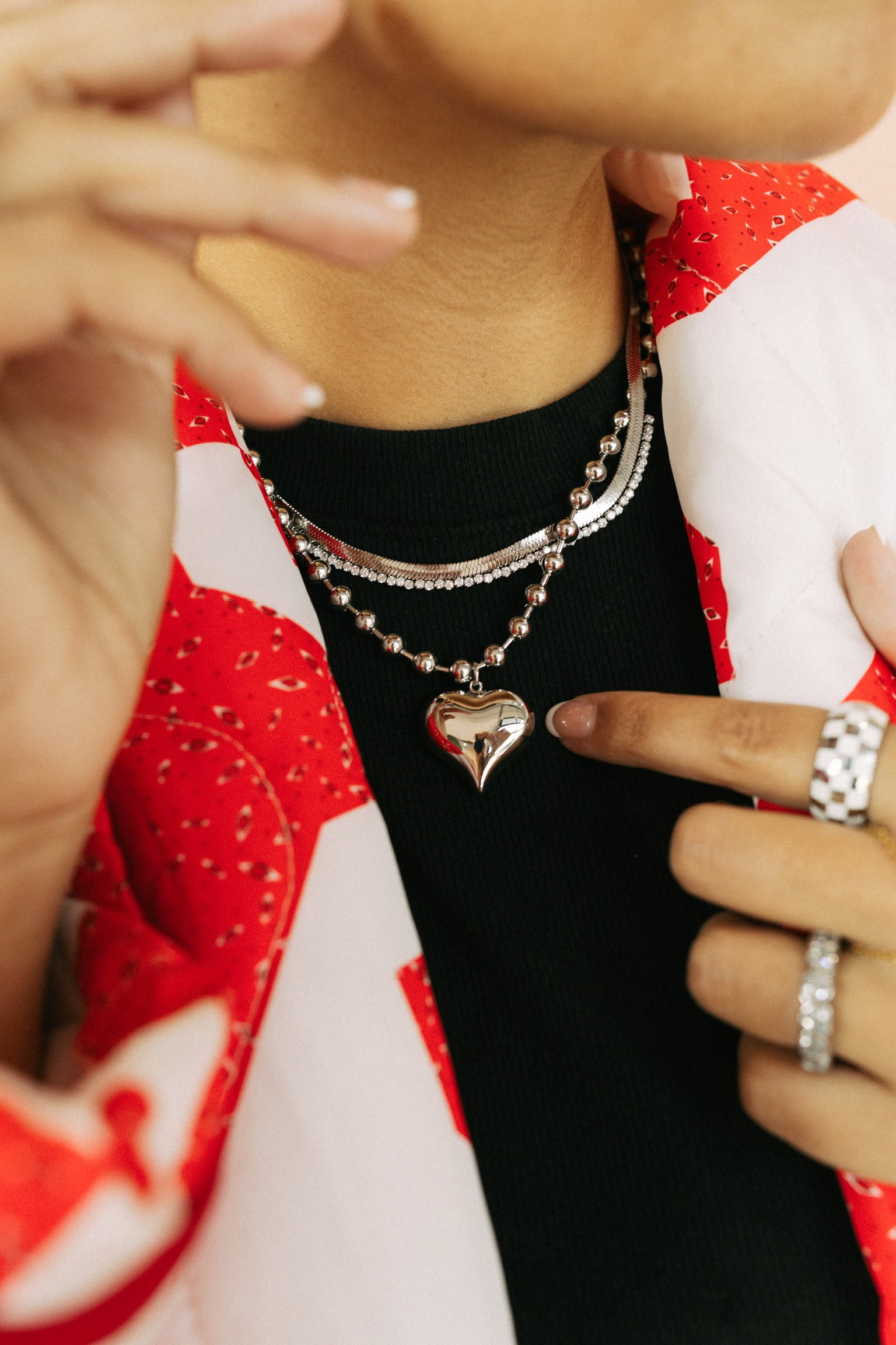 Heart Throb Beaded Necklace | Gold or Silver