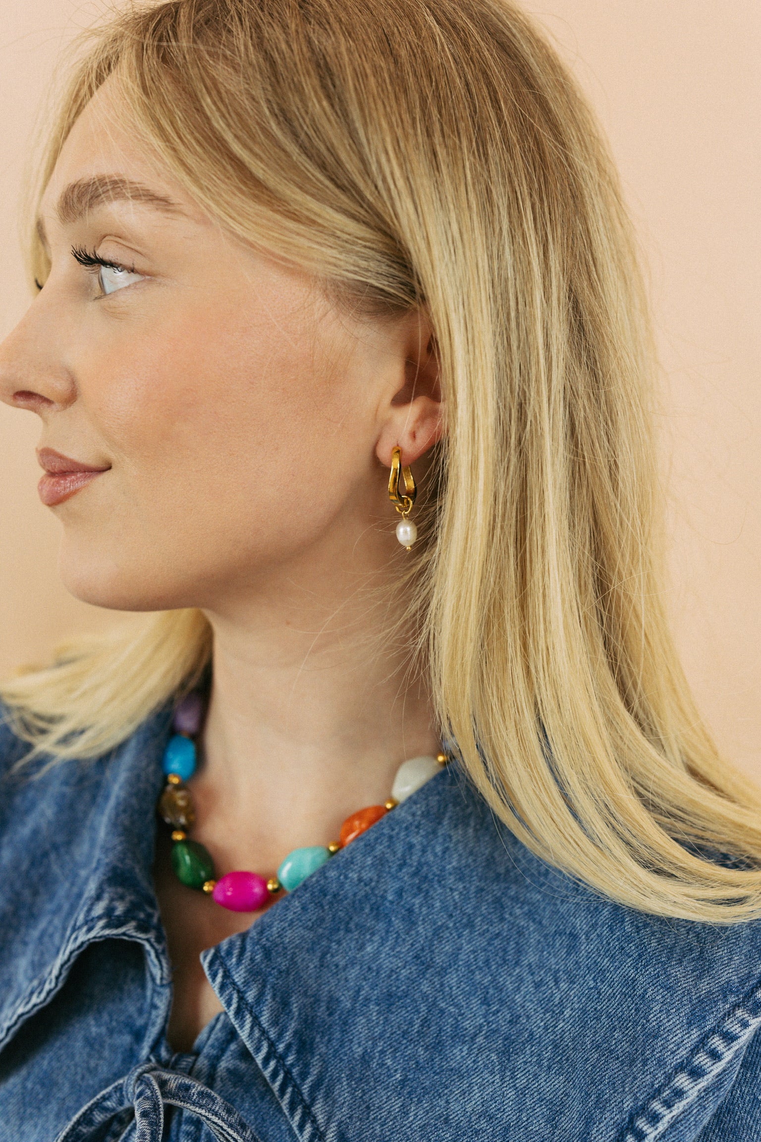 Dorothy Pearl Drop Hoop Earrings