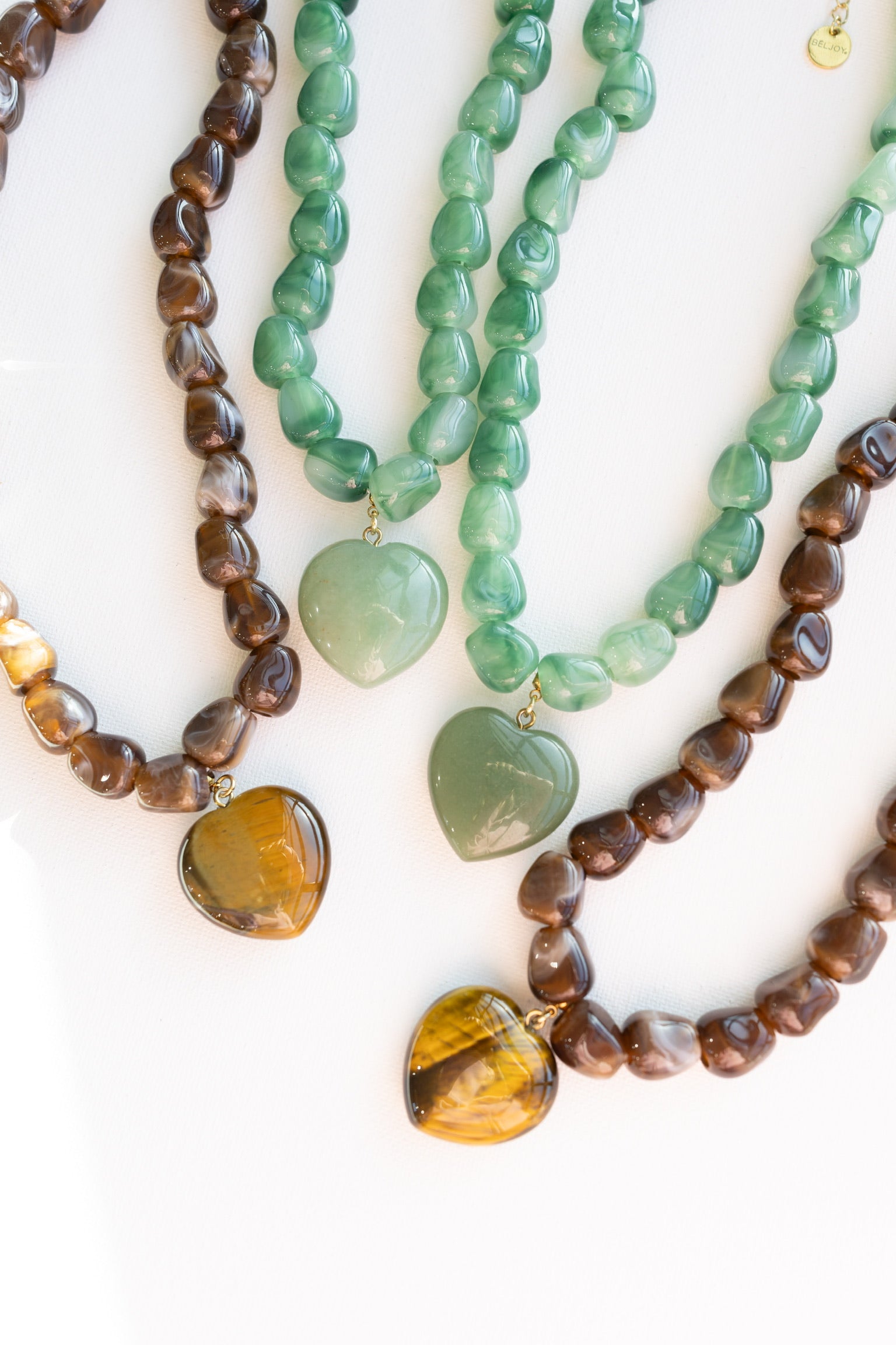 Jade Stone Heart Necklace - Green