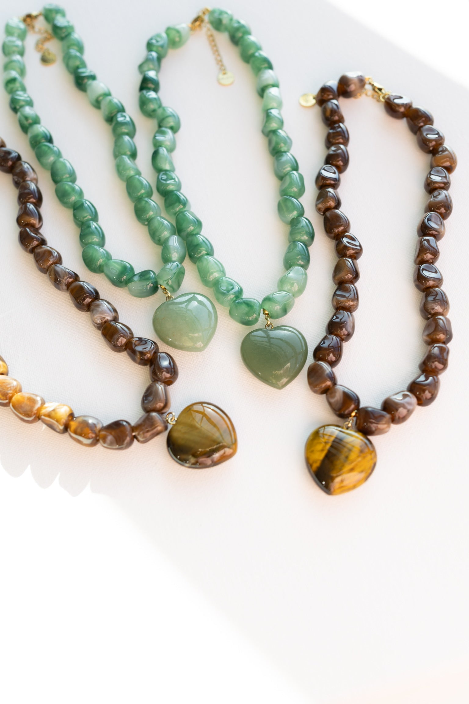 Jade Stone Heart Necklace - Green