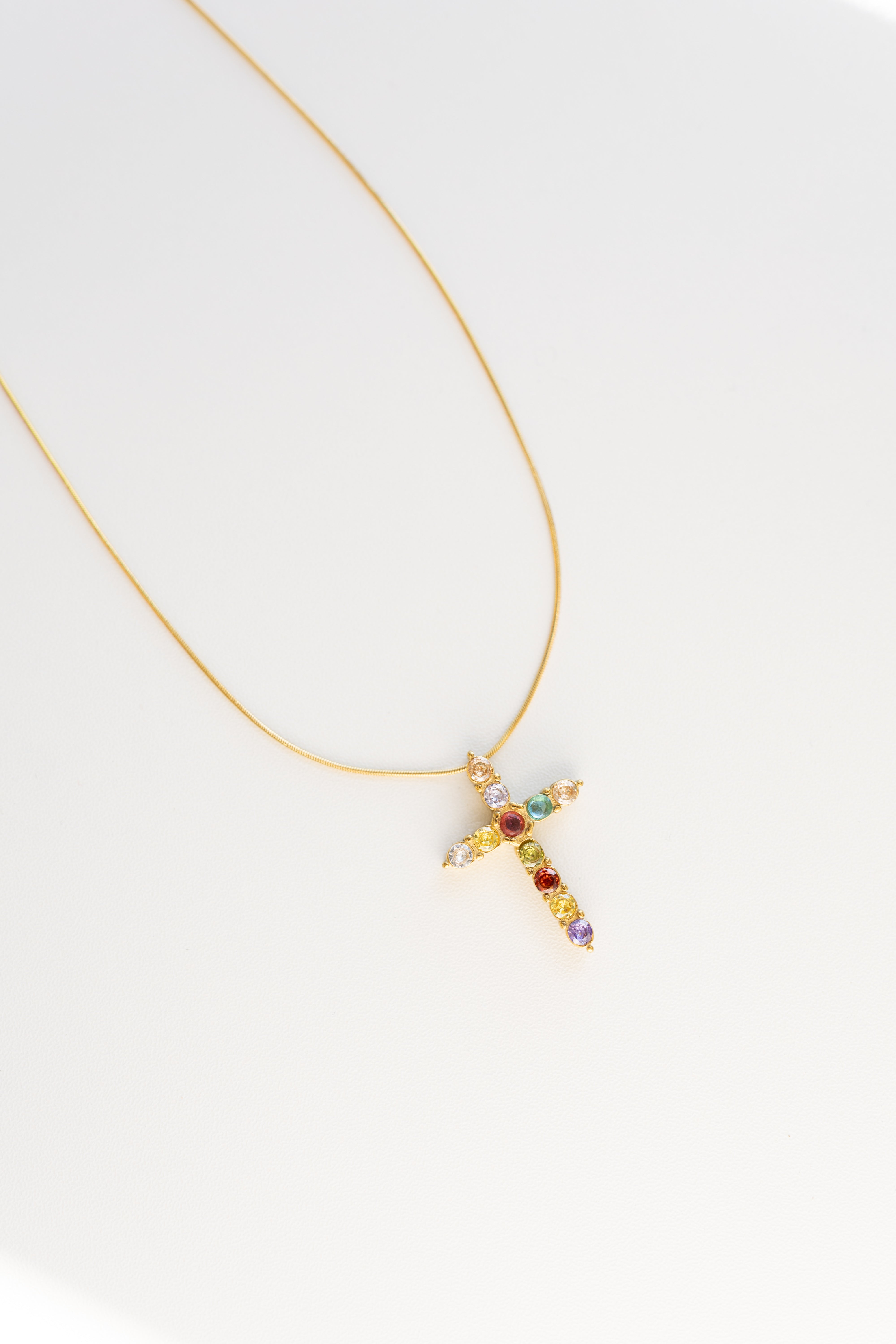 Emalee Crystal Cross Necklace || Choose Color