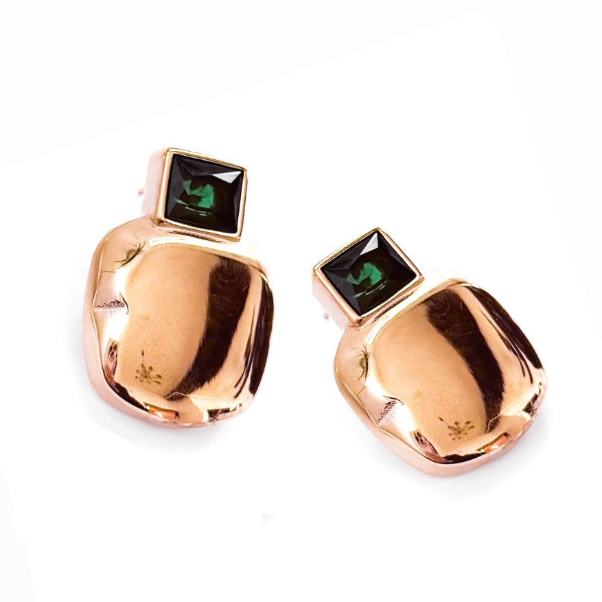 Eartha Emerald Square Studs