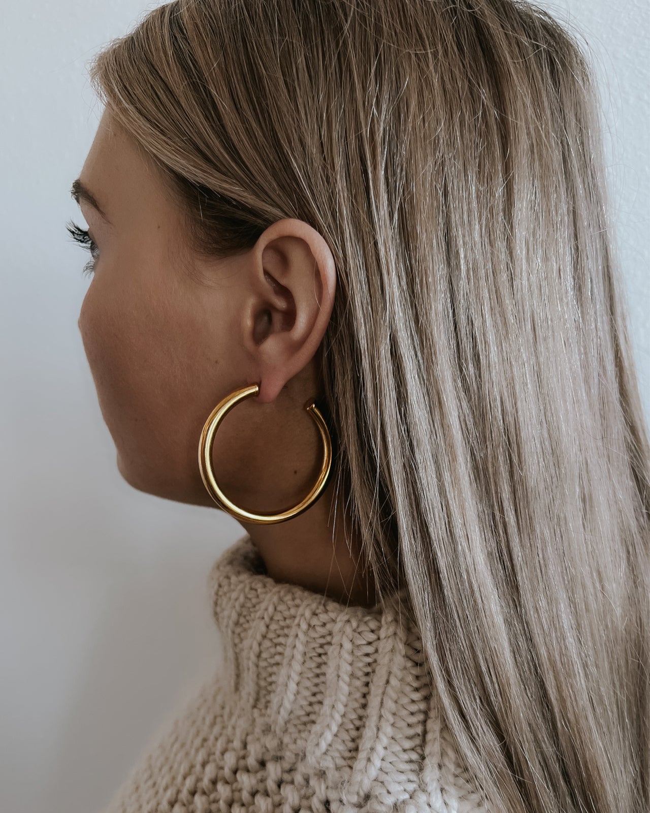 Ethel Gold Hoop Earrings || Choose Size