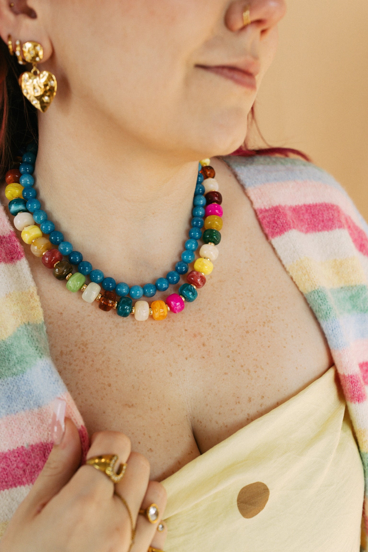 Boba Beaded Necklace - Blue