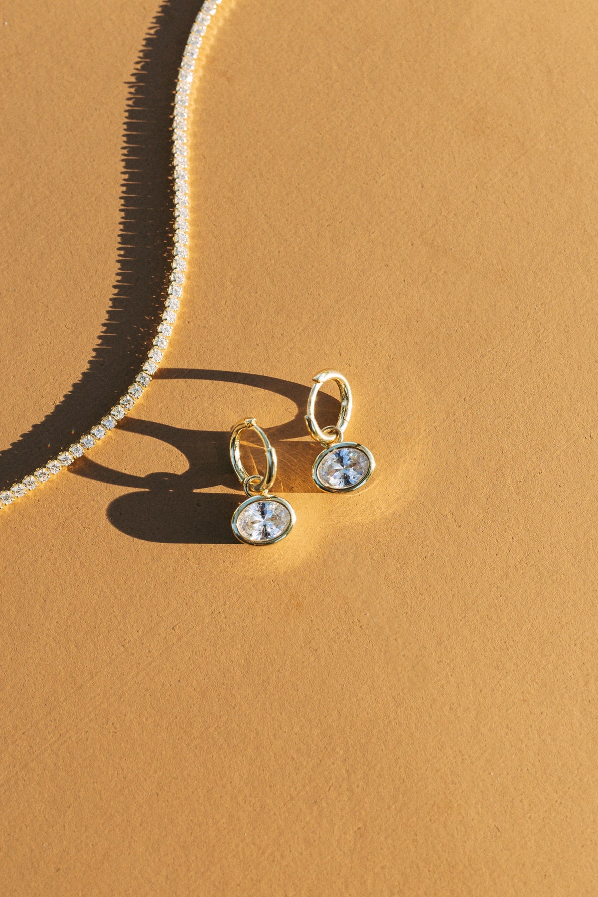 14K LUXE | Bezel Drop Hoop Earring