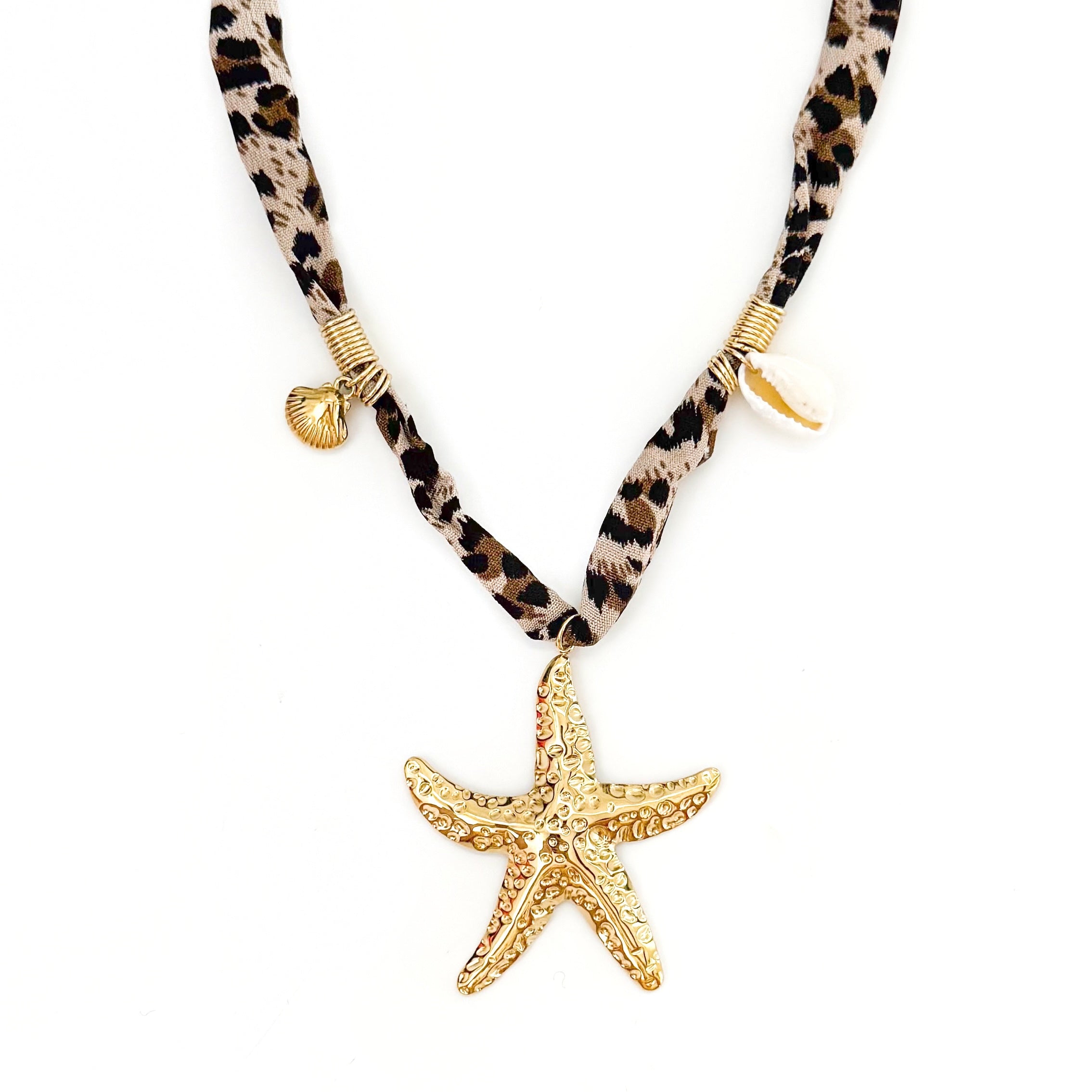 Mallory Leopard Scarf Nautical Charm Necklace