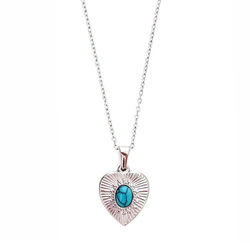 Doris Turquoise Heart Necklace || Choose Color