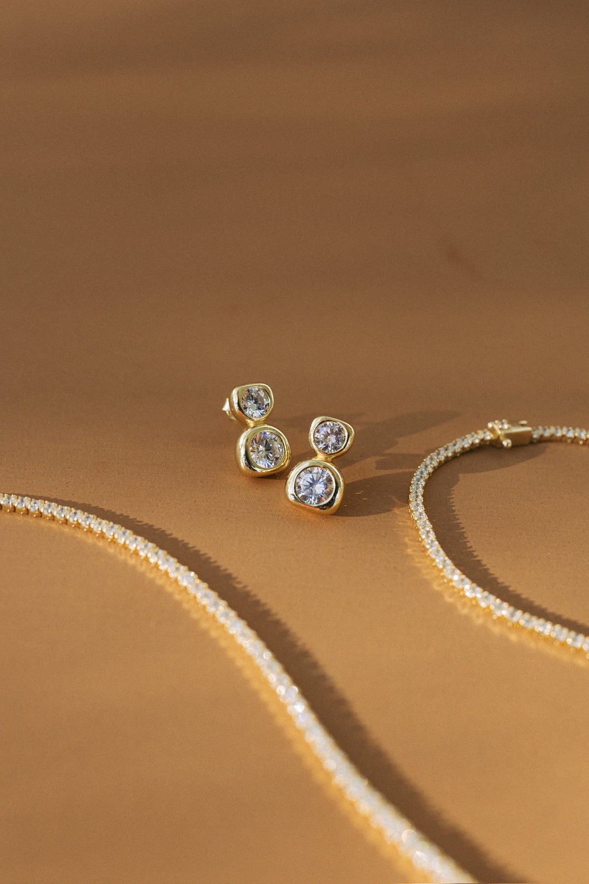 14K LUXE | Stacked Bezel Drop Earrings