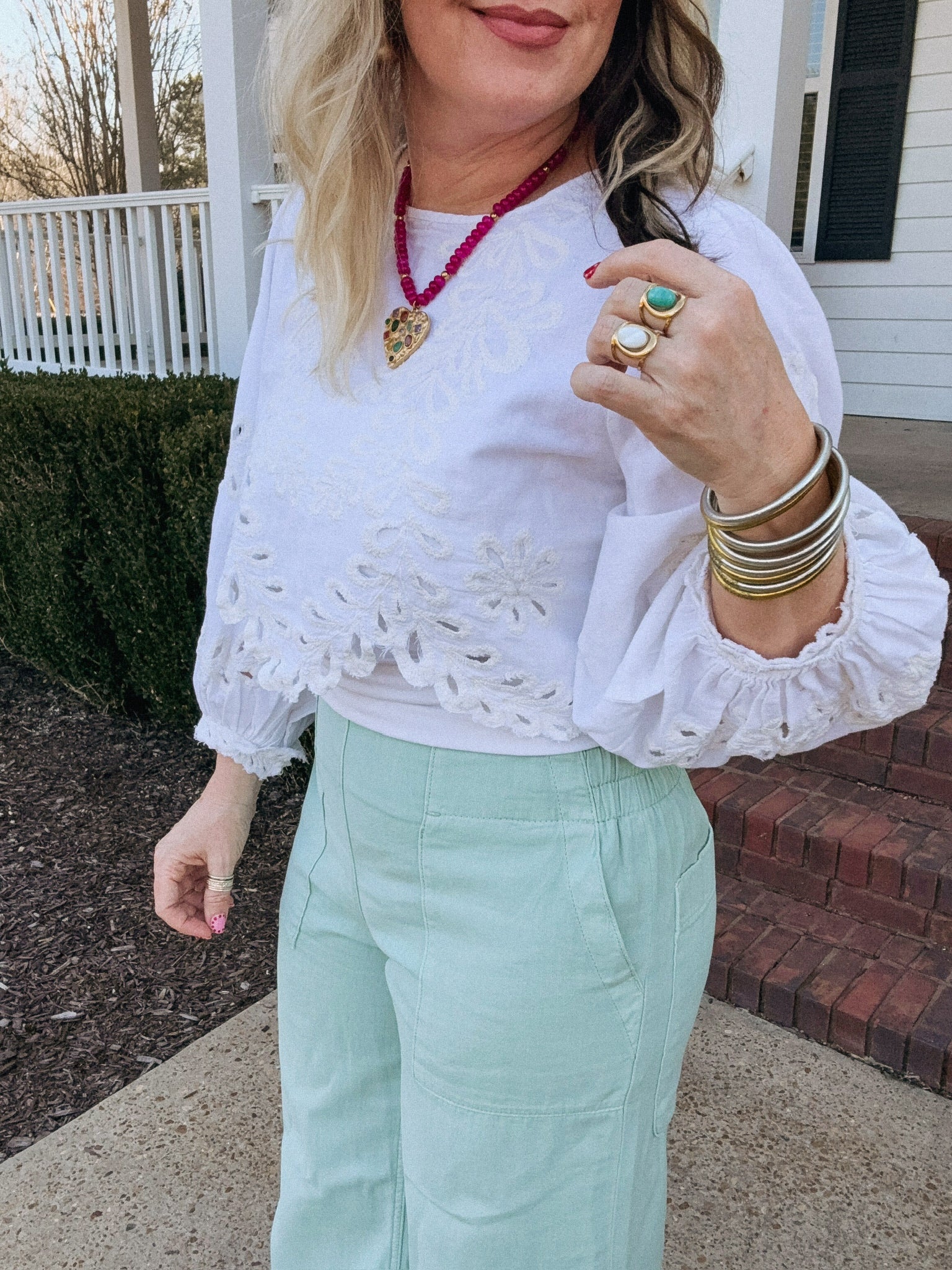 Beaded Confetti Heart Necklace - Fuchsia
