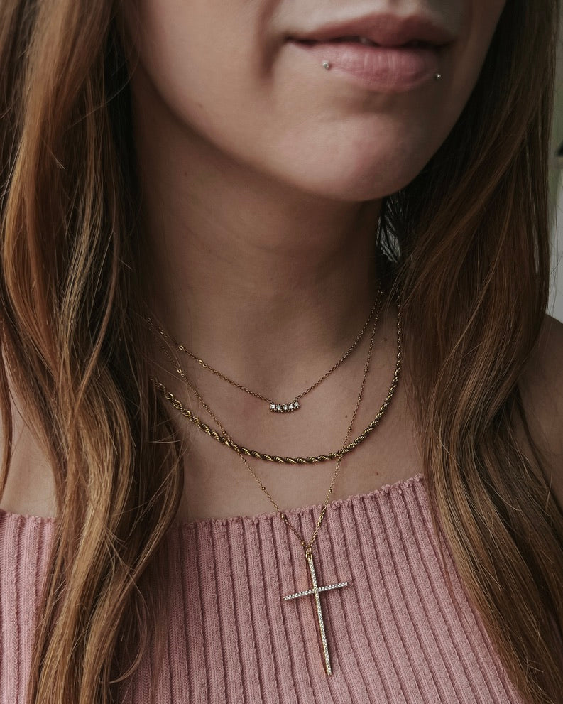 Addy Diamond Crystal Bar Necklace