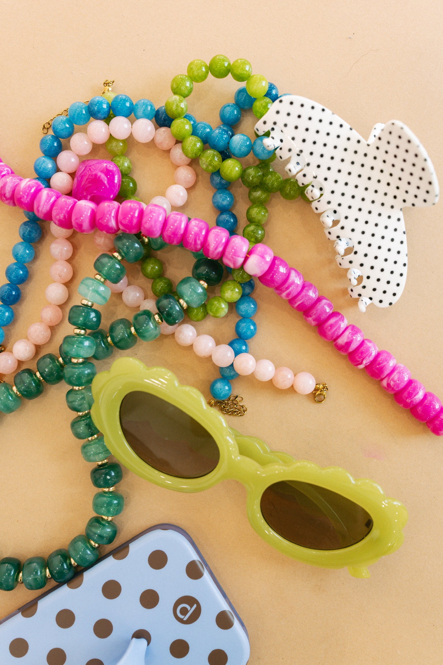Boba Beaded Necklace - Blue