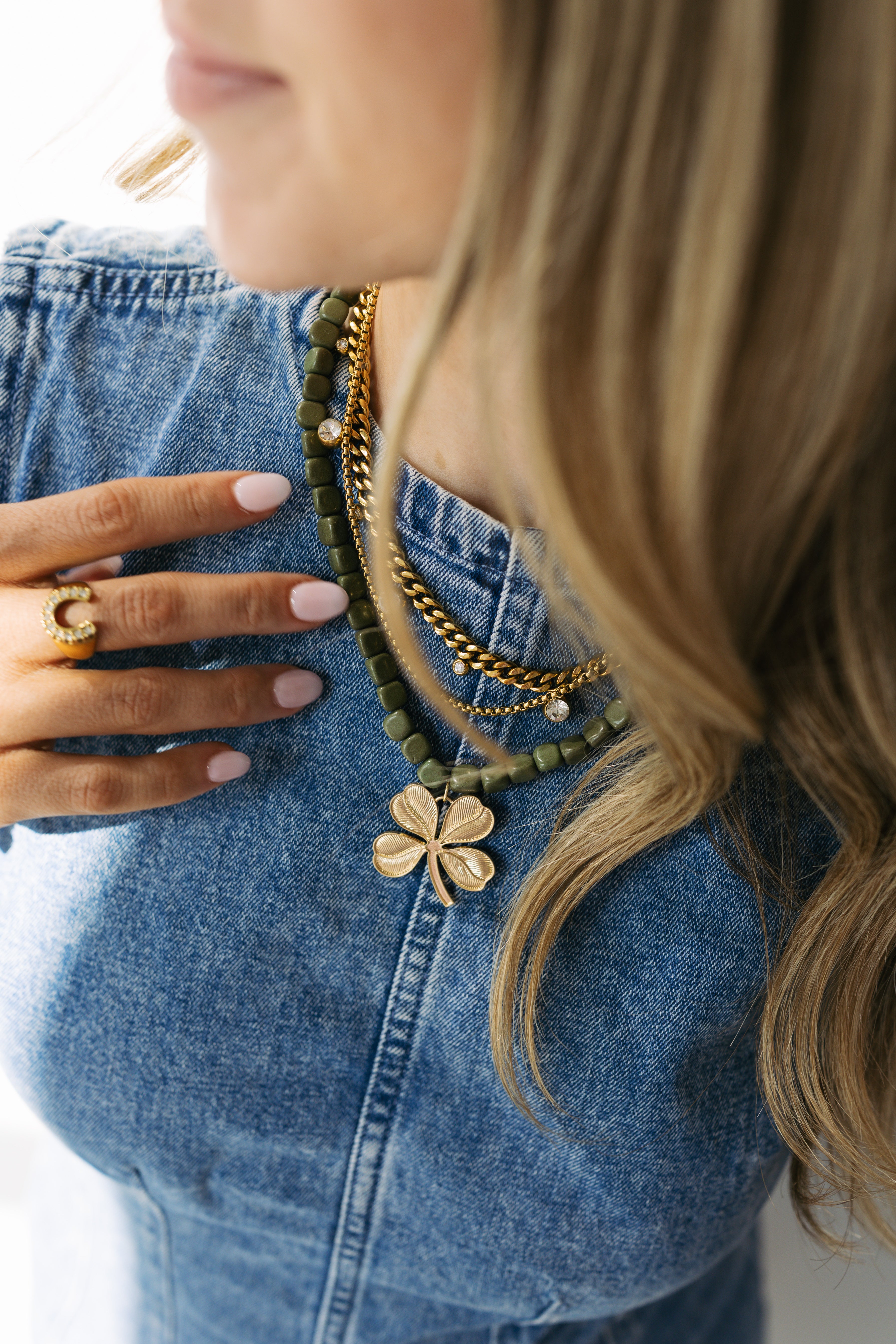 Classy In Clover Stone Necklace - Hunter Green