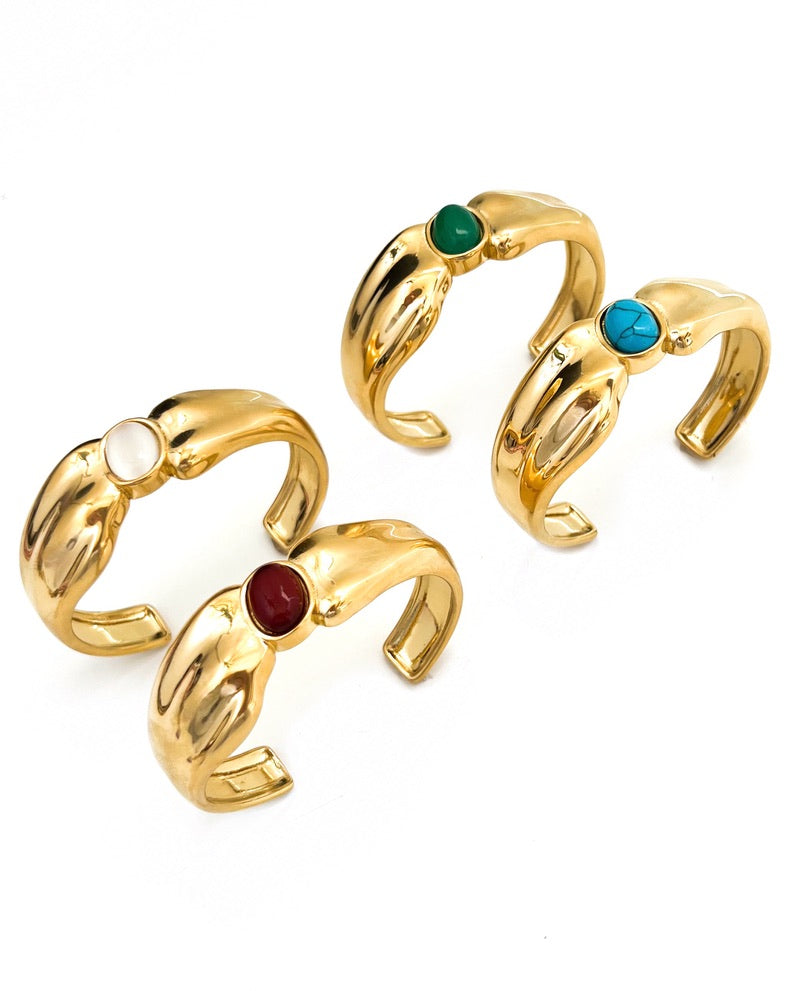 Beverly Gold Stone Cuff Bracelet || Choose Color