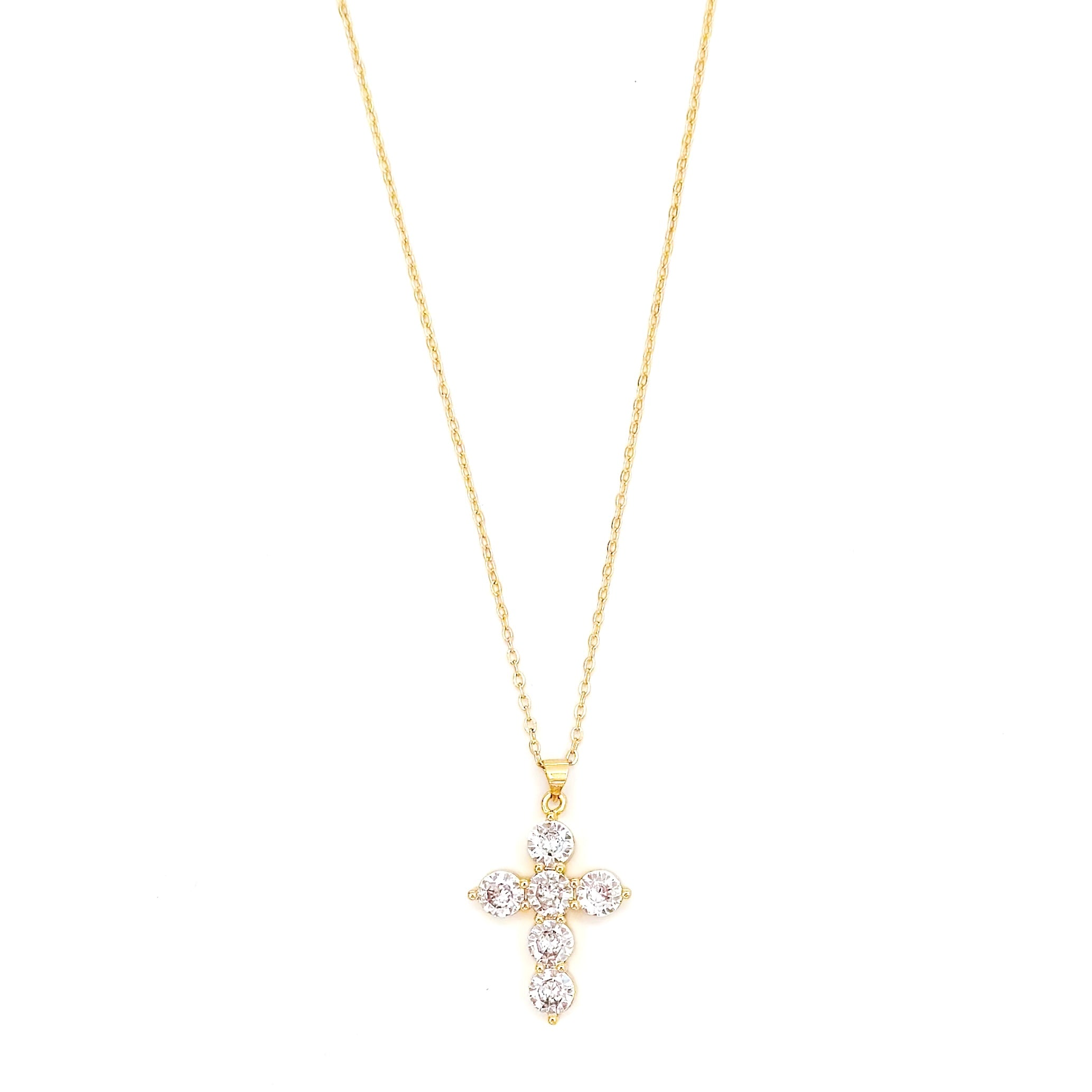 Hayden Round Crystal Cross Necklace