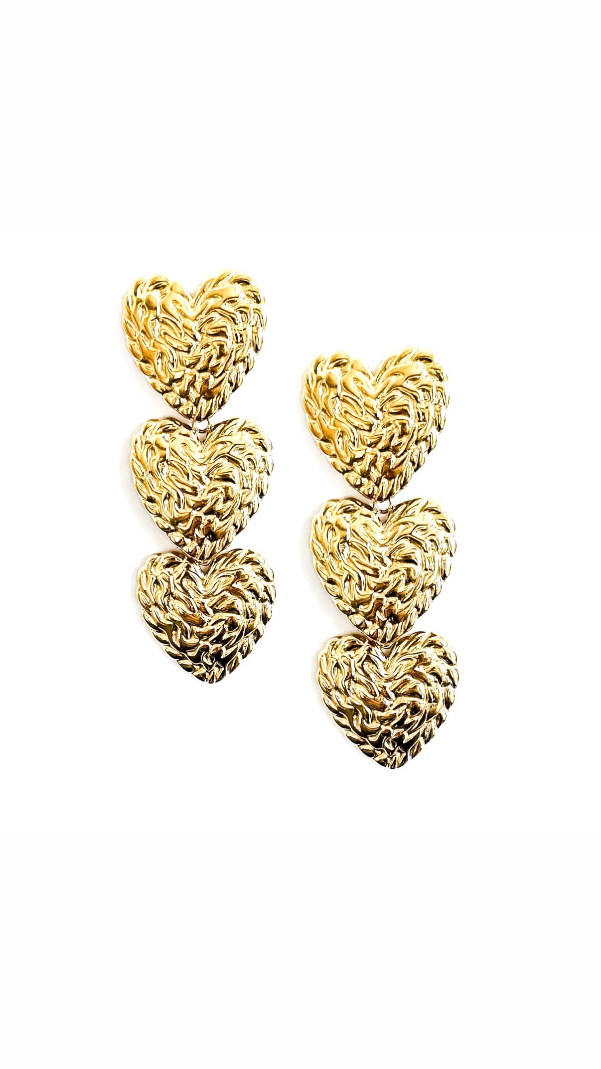 Evian Textured Heart Earrings || Choose Color