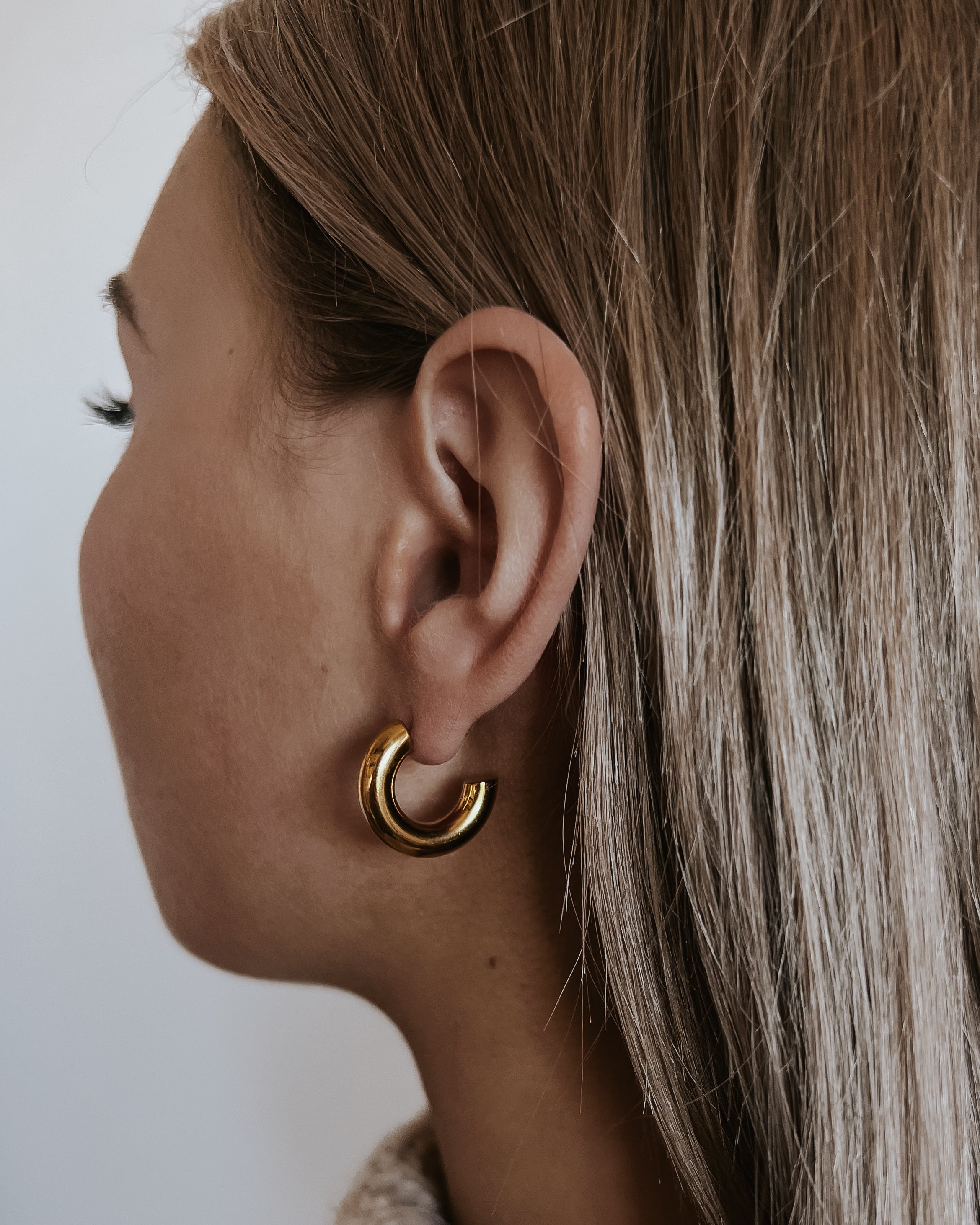 Ethel Gold Hoop Earrings || Choose Size