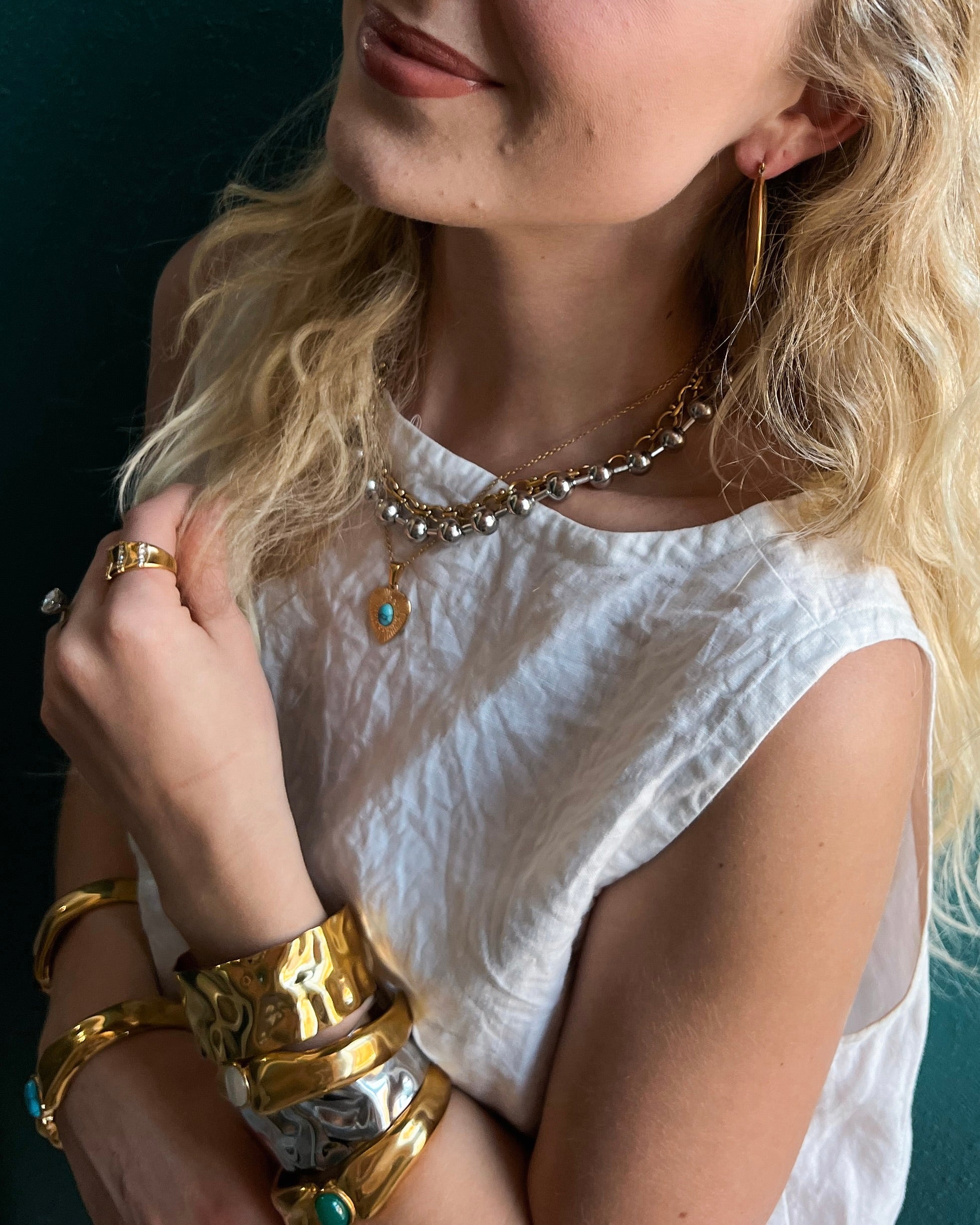 Barbara Beaded Gold Silver Necklace