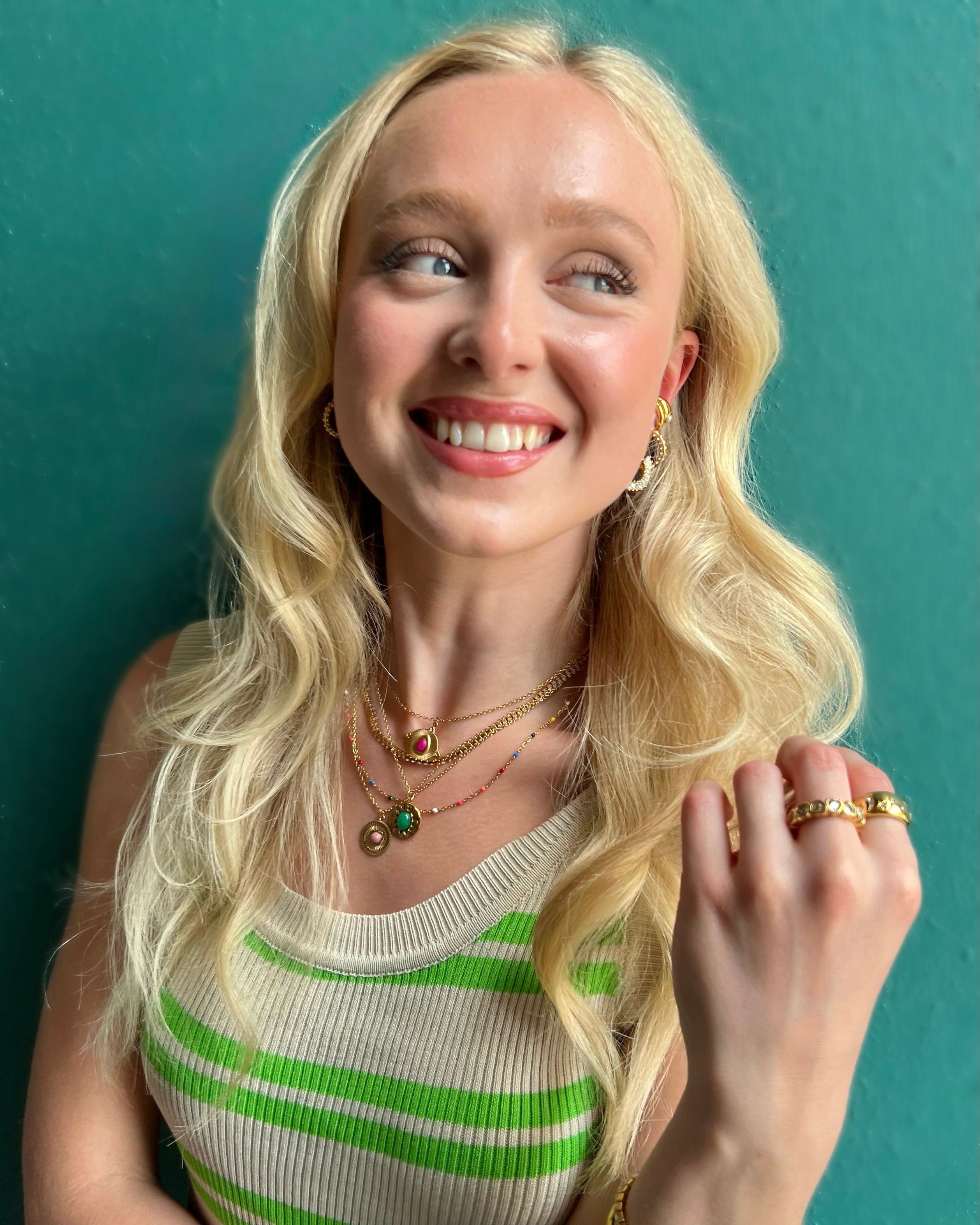 Sabrina Hot Pink Stone Necklace