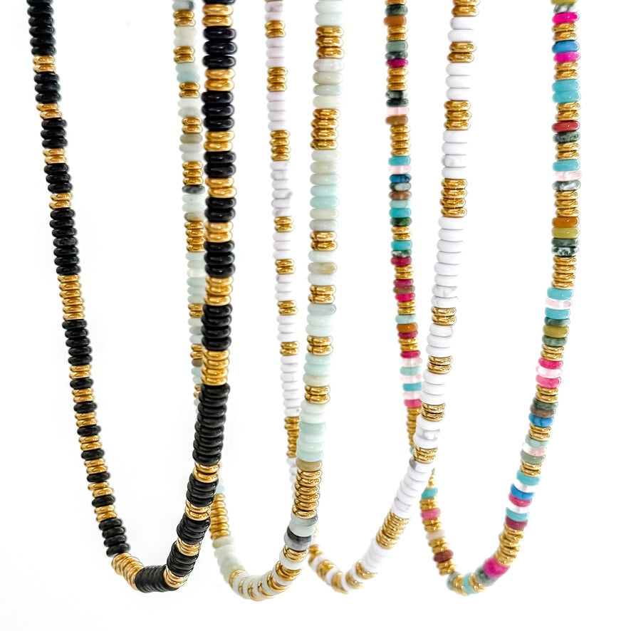 Joan Multi Color Beaded Stone Necklace || Choose Color