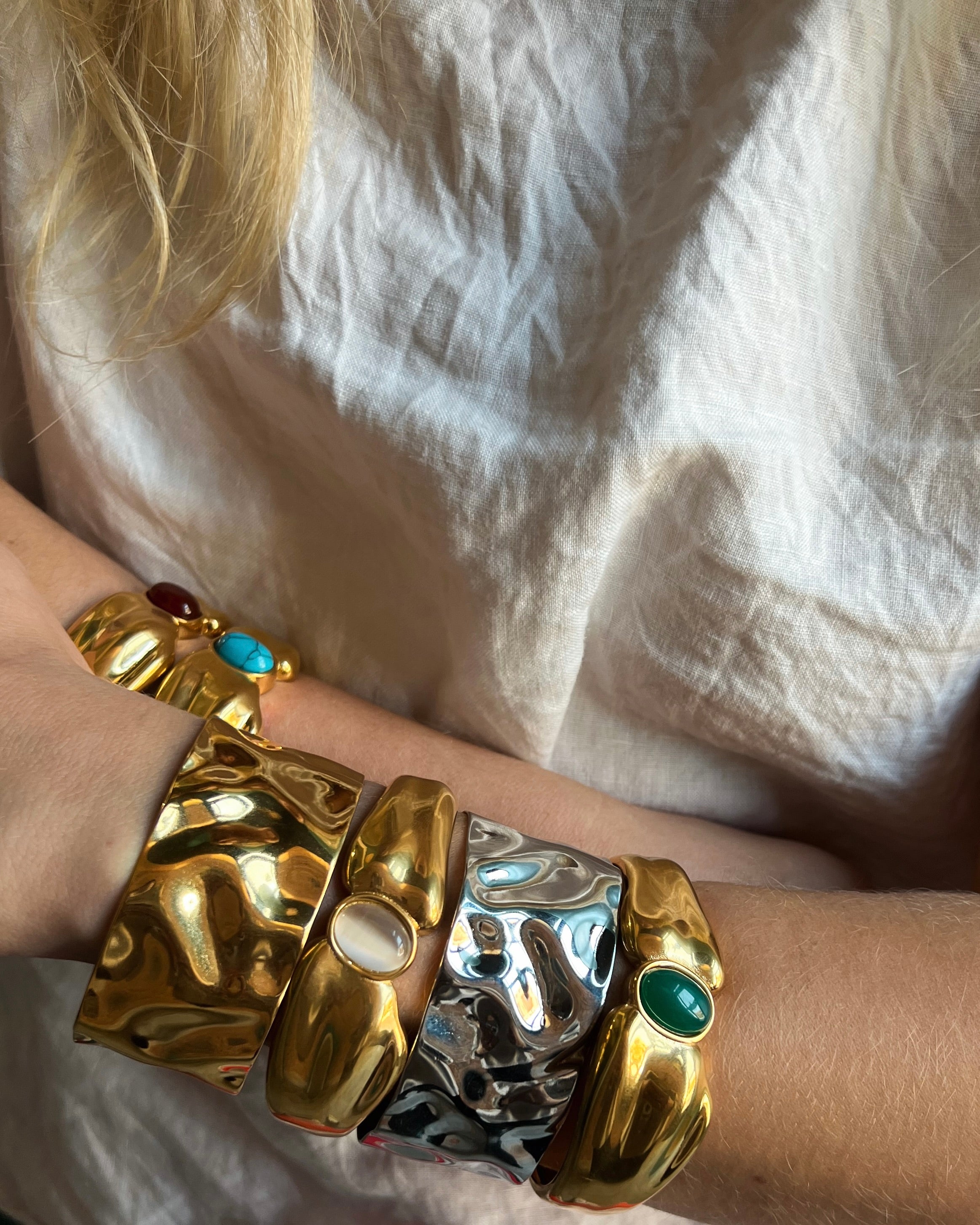 Beverly Gold Stone Cuff Bracelet || Choose Color