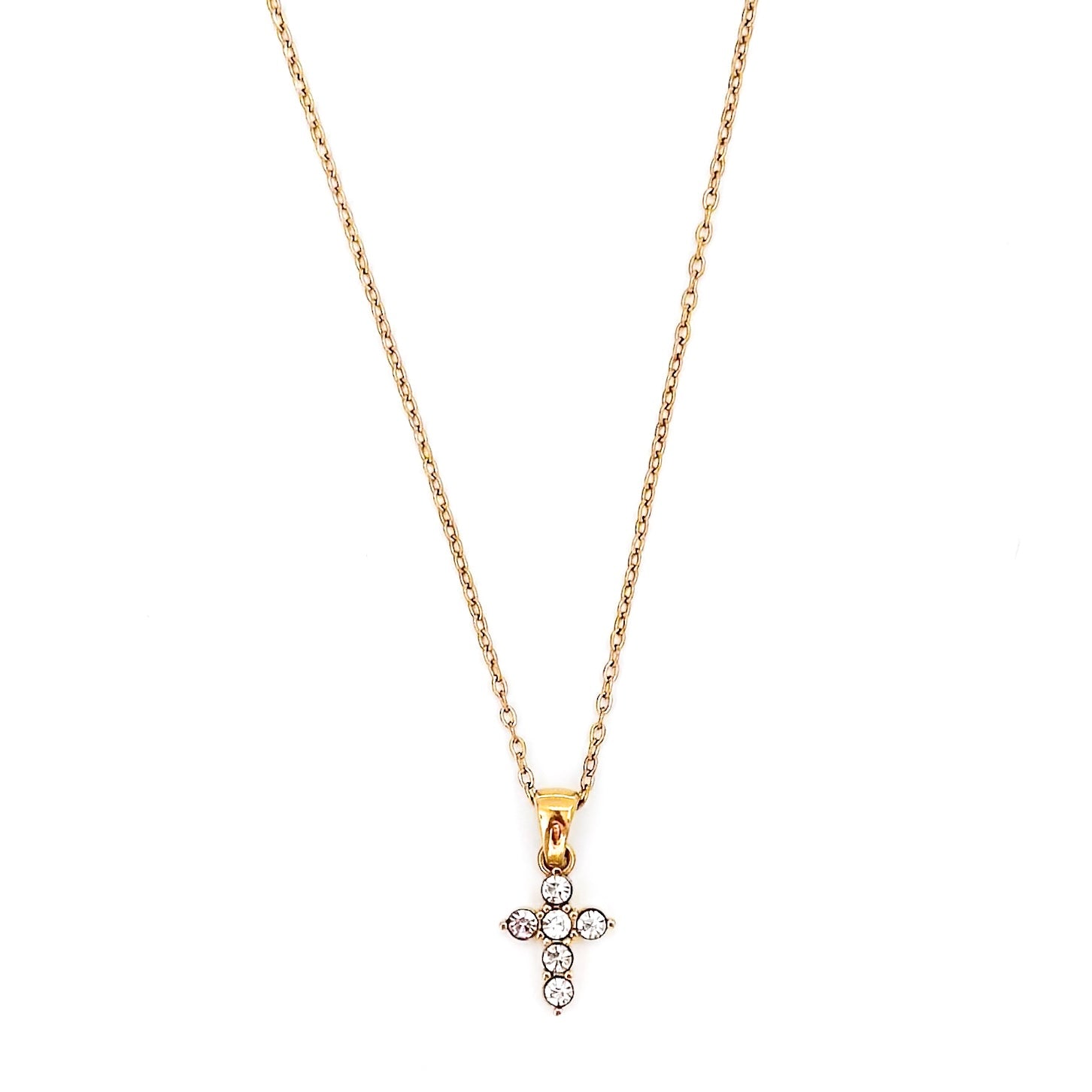 Leah Dainty Crystal Cross Necklace