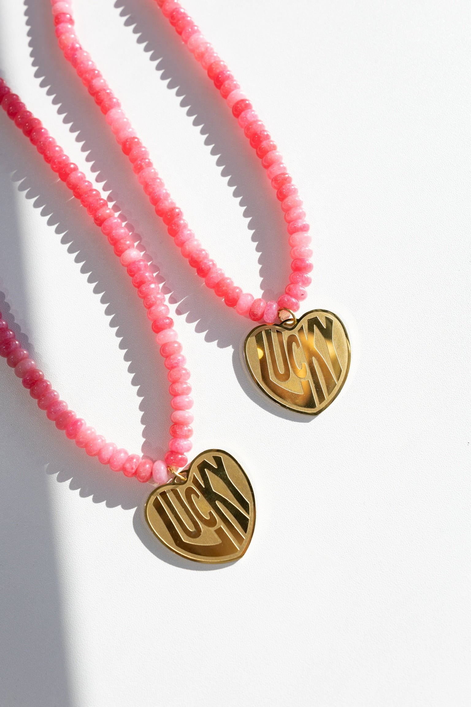 Lucky In Love Stone Necklace - Pink