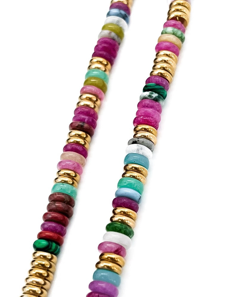 Joan Multi Color Beaded Stone Necklace || Choose Color