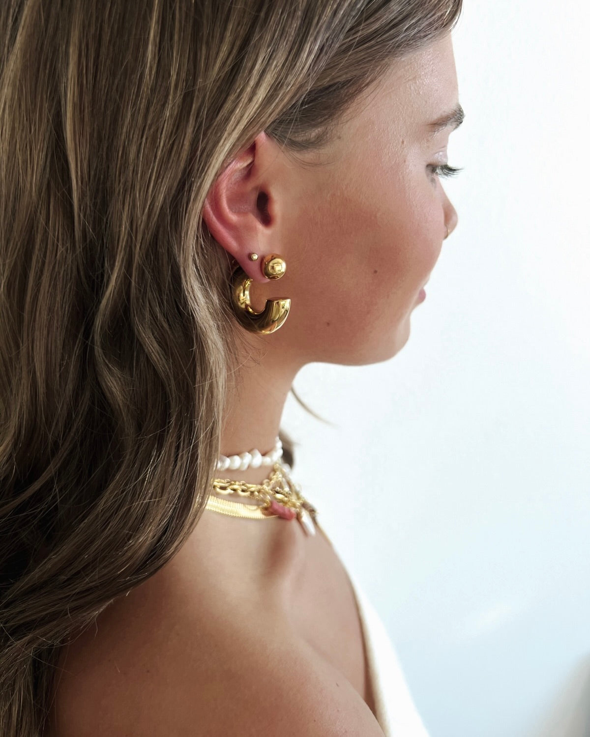Everson Gold Reverse Hoop Earrings