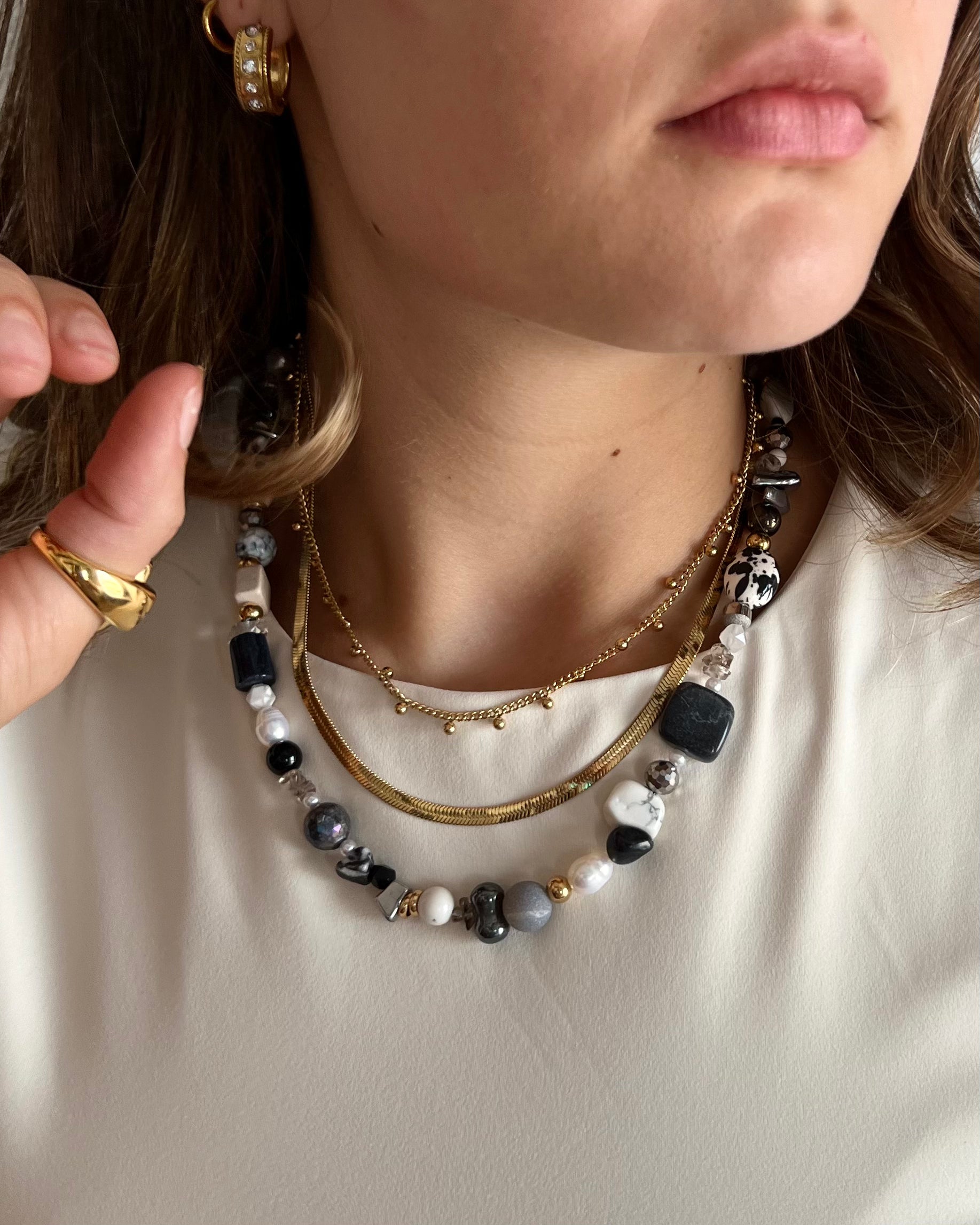 Stevie Neutral Beaded Necklace