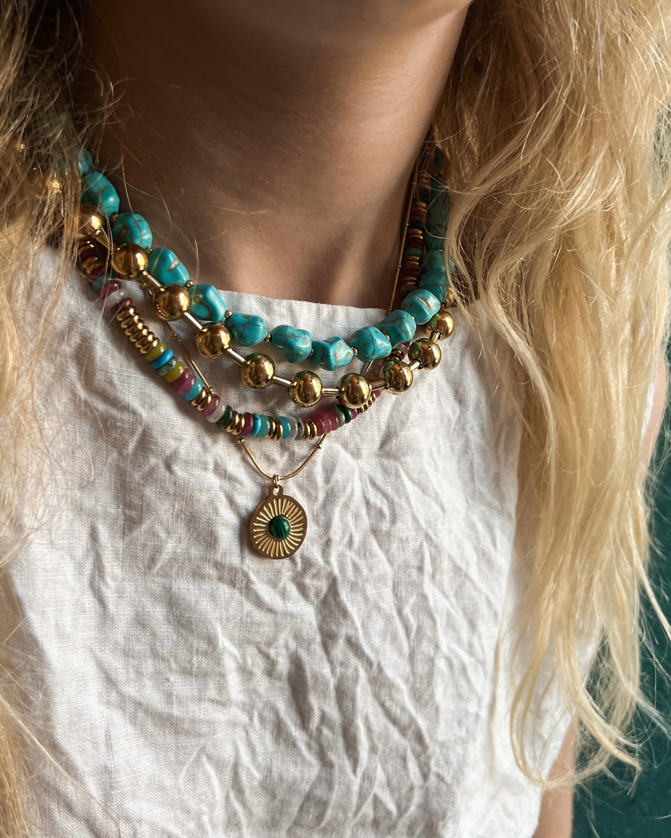 Barbara Beaded Gold Silver Necklace