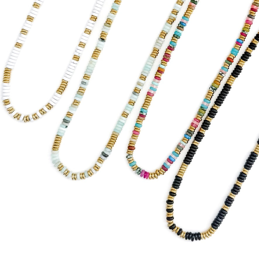 Joan Multi Color Beaded Stone Necklace || Choose Color