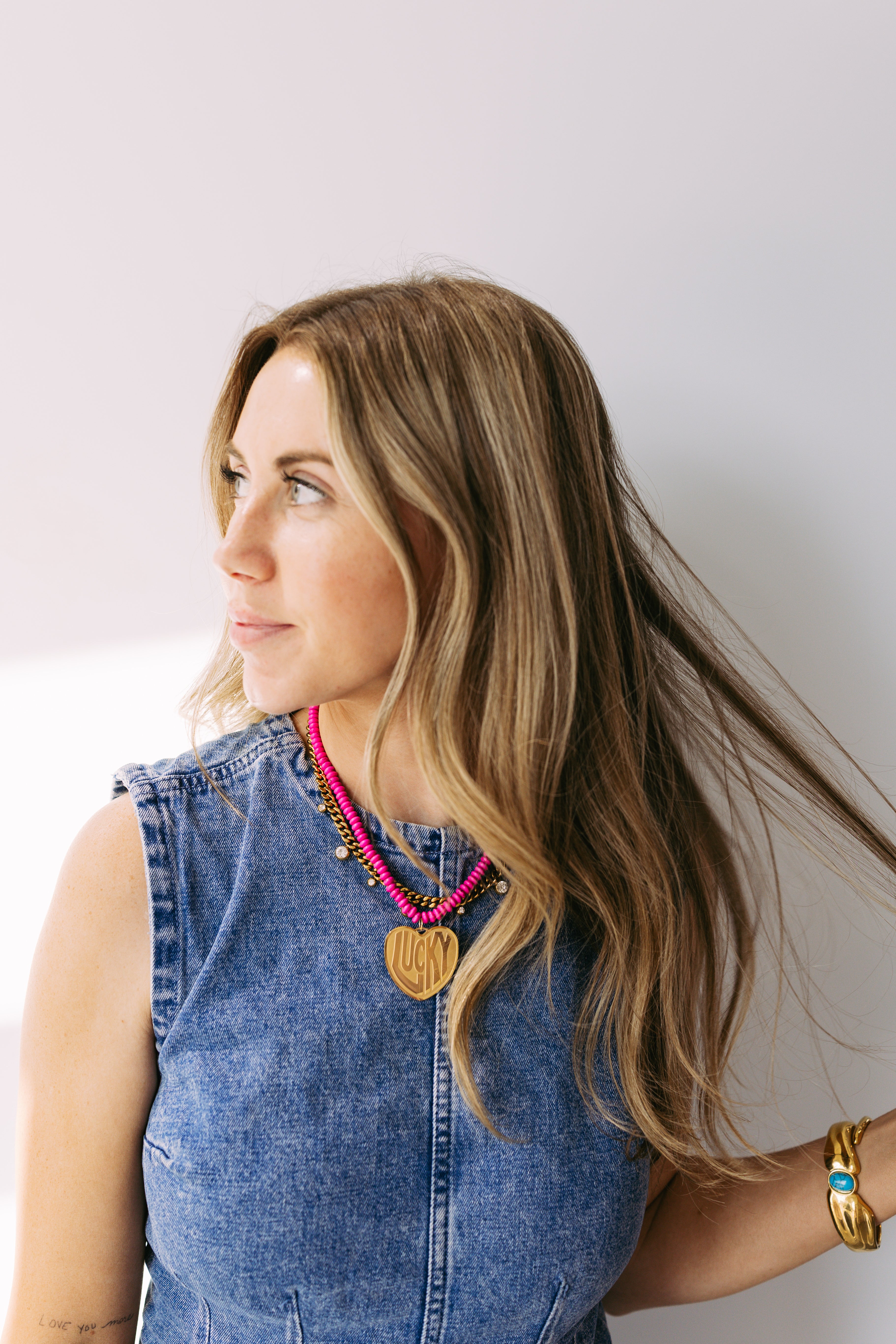 Lucky In Love Stone Necklace - Hot Pink