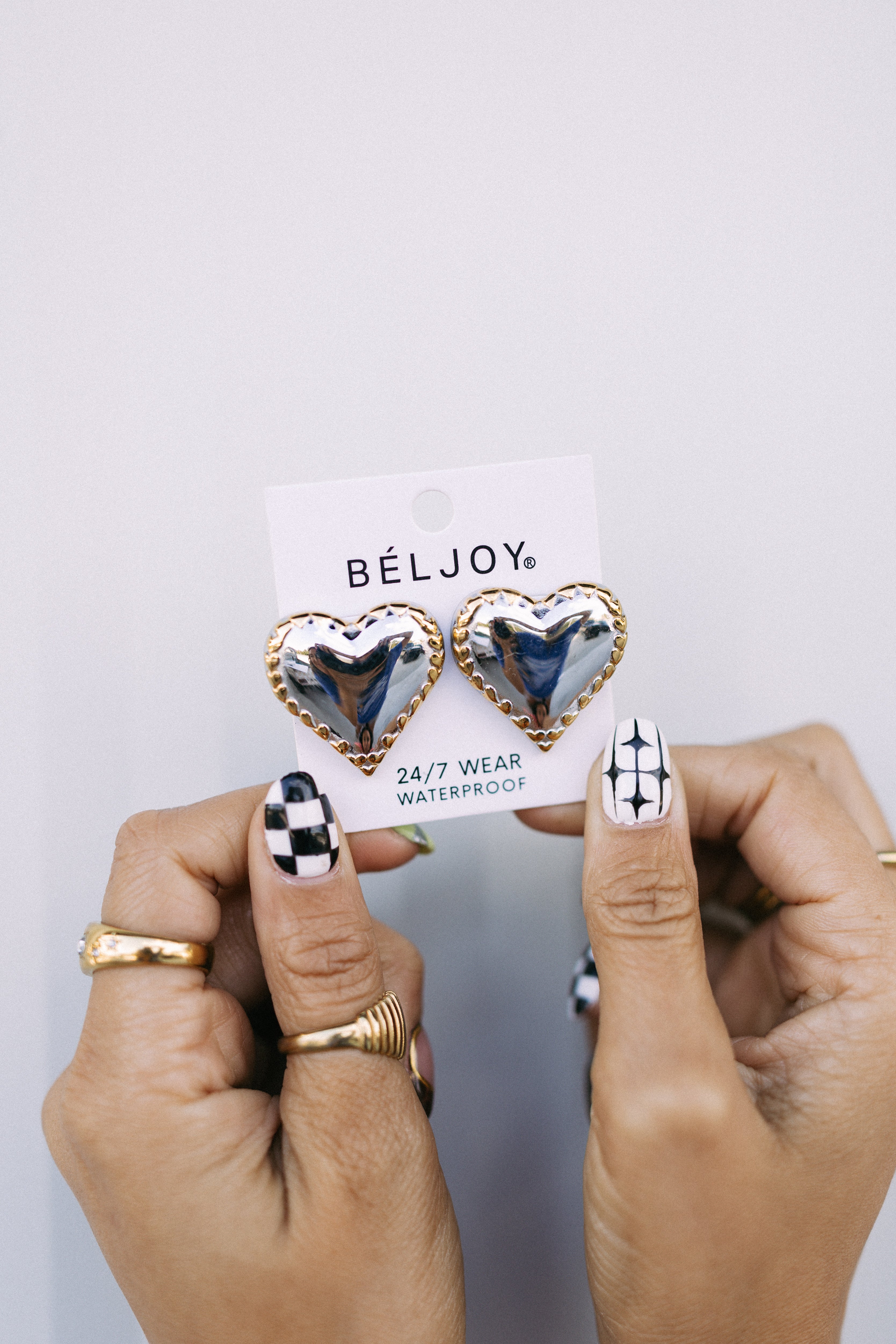 Evada Mixed Metal Heart Stud Earrings