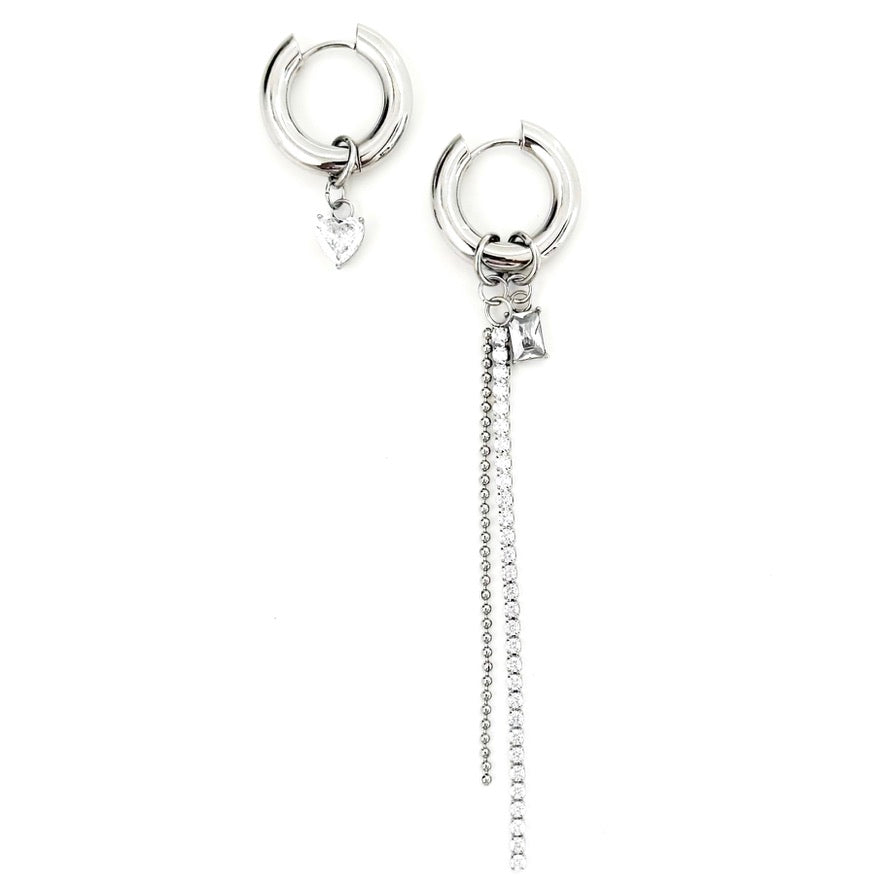 Emsley Mismatched Charm Hoops || Choose Color