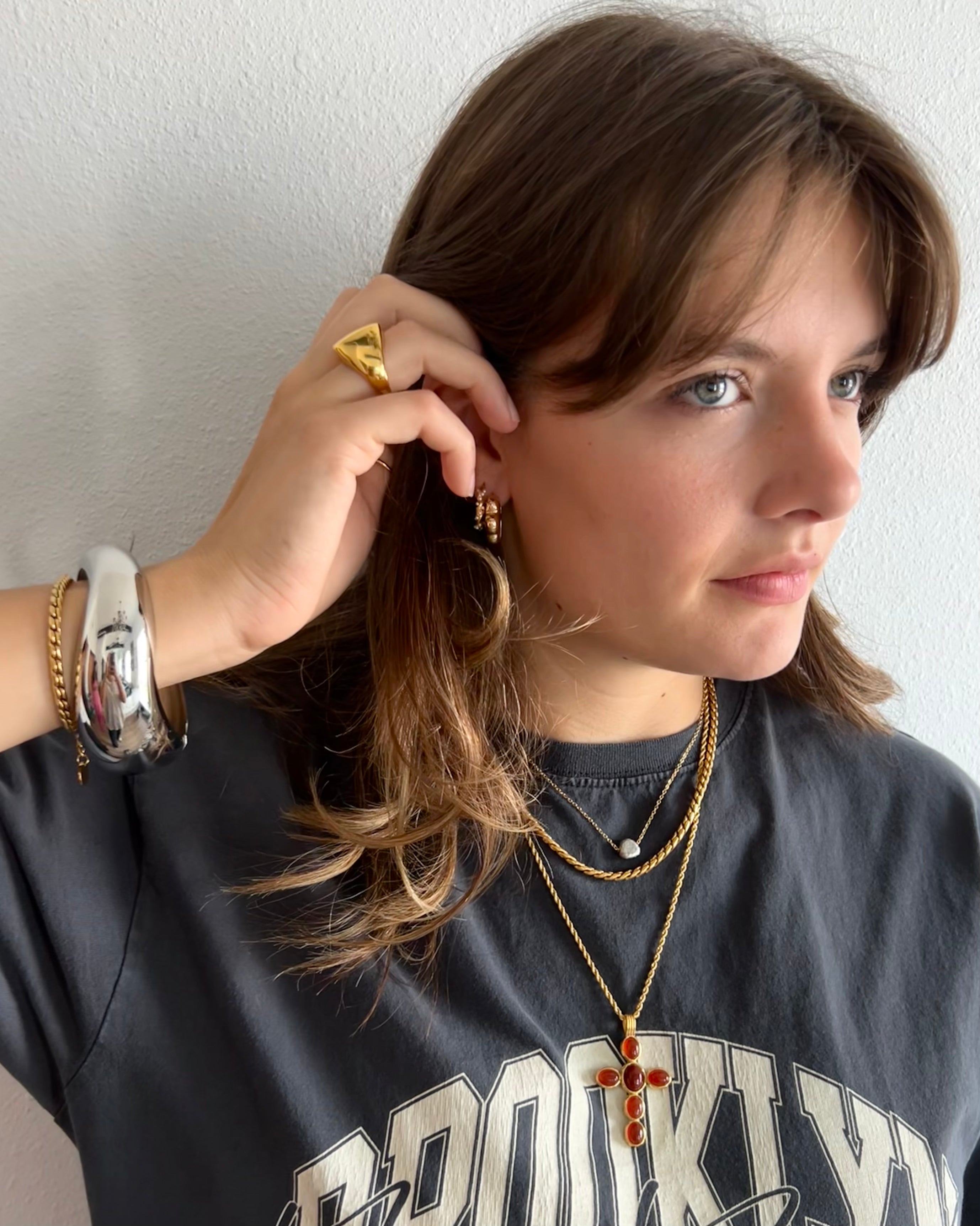 Lorraine Stone Cross Necklace || Choose Color