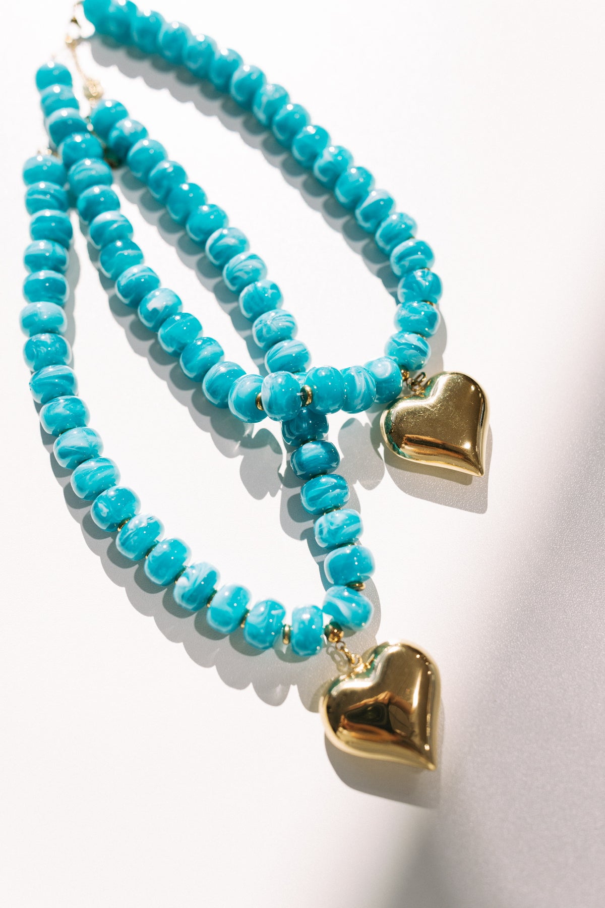 Love Bomb Beaded Heart Necklace - Teal