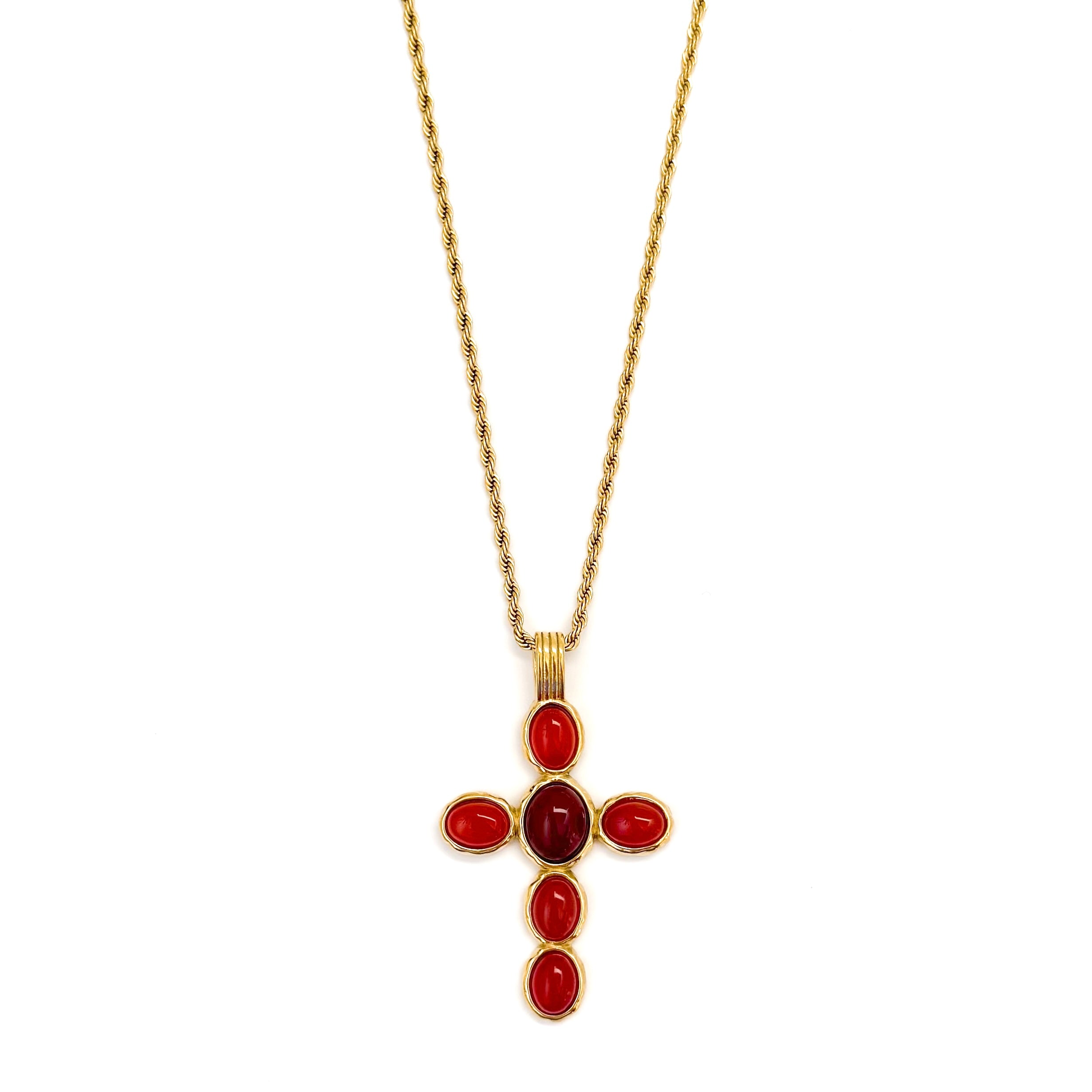 Lorraine Stone Cross Necklace || Choose Color