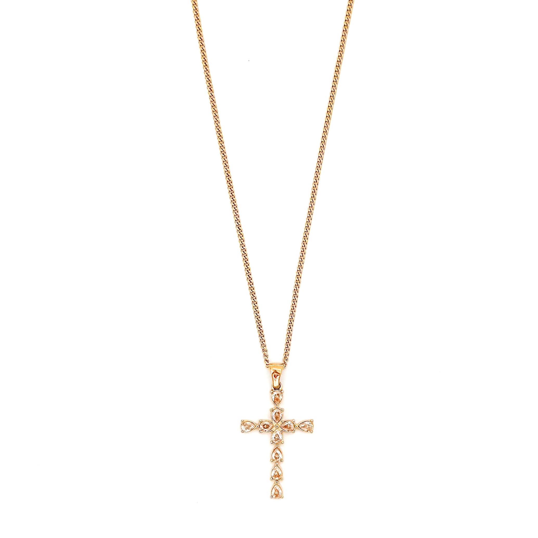 Vera Pear Crystal Cross Necklace