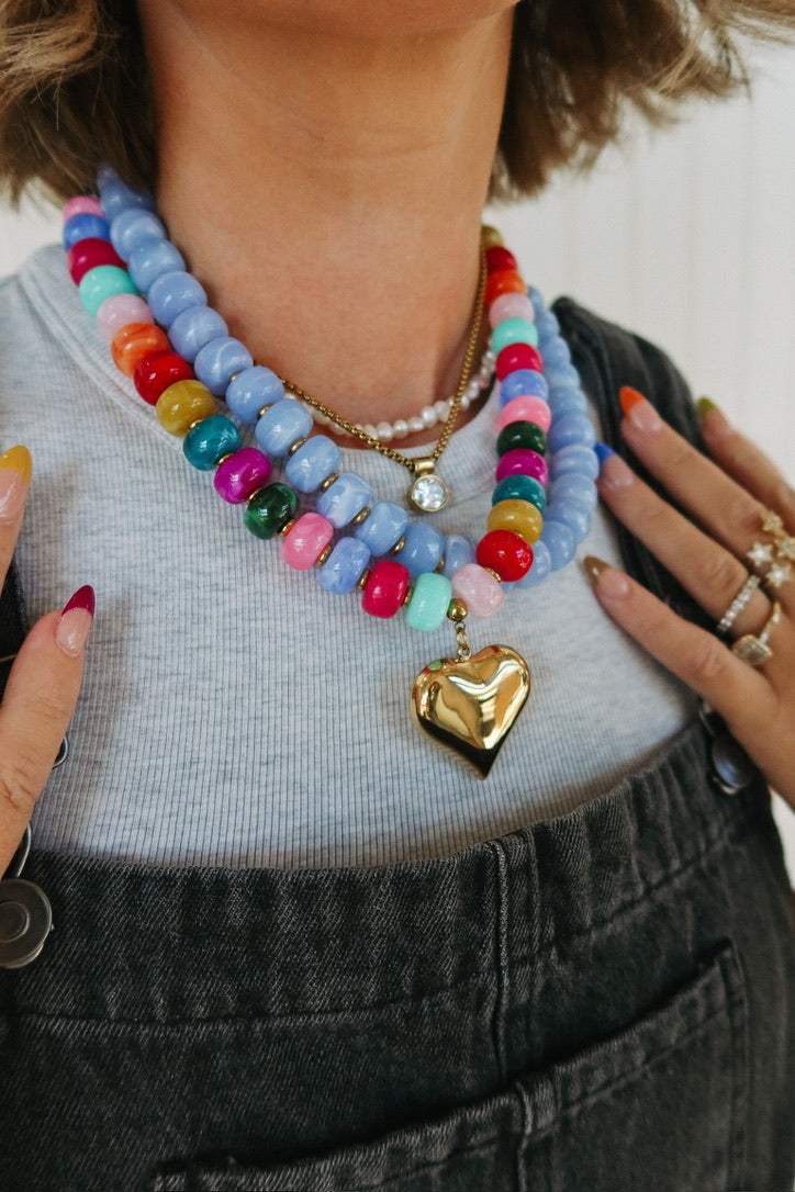 Crush Beaded Necklace - Light Blue